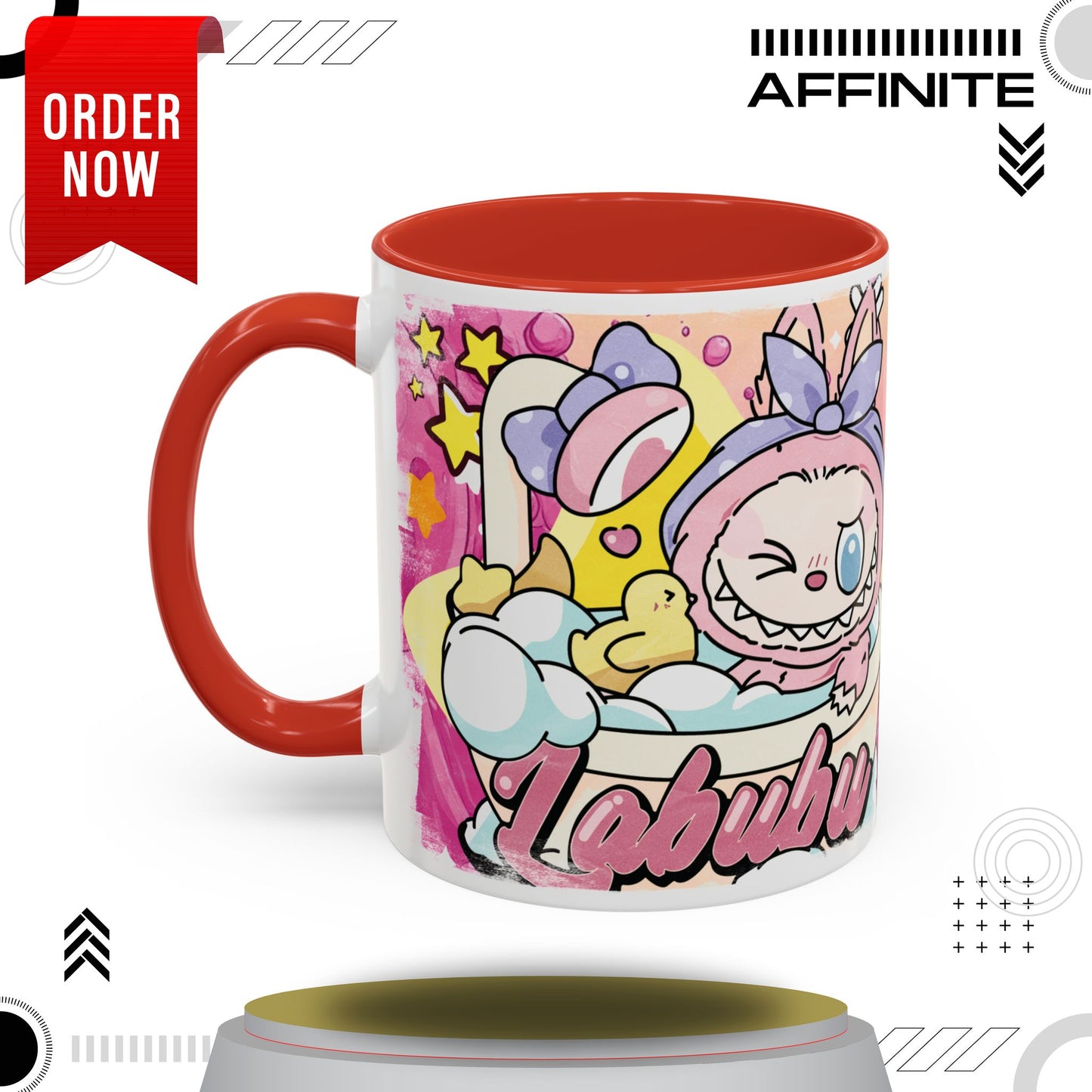Mug Lazy Yoga Labubu Accent Coffee Mug - Fun & Playful Design for Relaxation 11oz Red