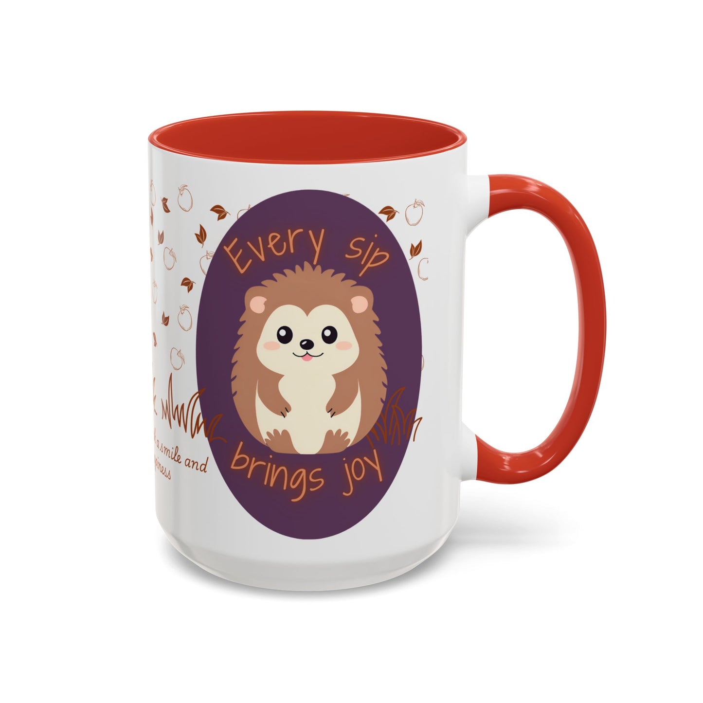 Mug Cute Hedgehog Accent Coffee Mug , Funny Gift for Animal Lovers, (11oz) (15oz) 15oz Red