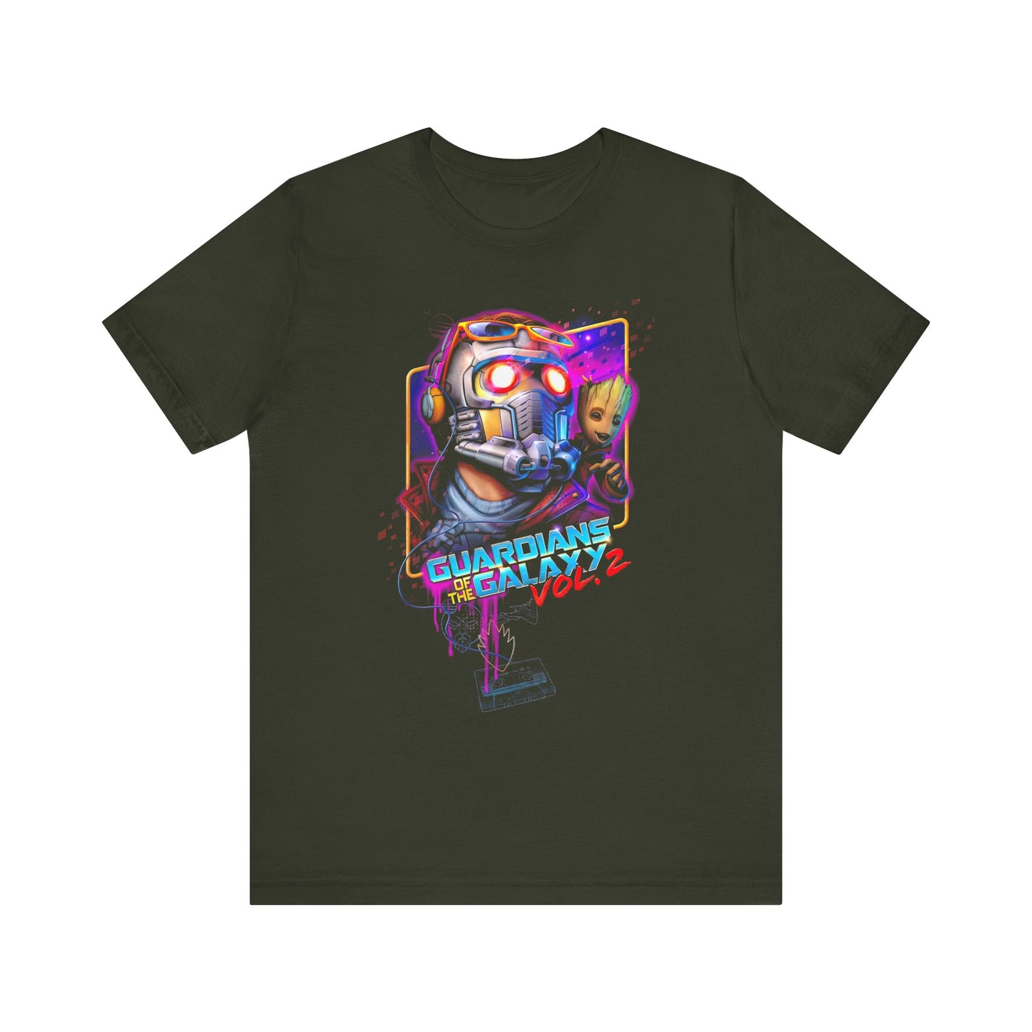 T-Shirt Guardians of the Galaxy Vol 2 T-Shirt – Retro Marvel Graphic Tee (Unisex) Dark Olive