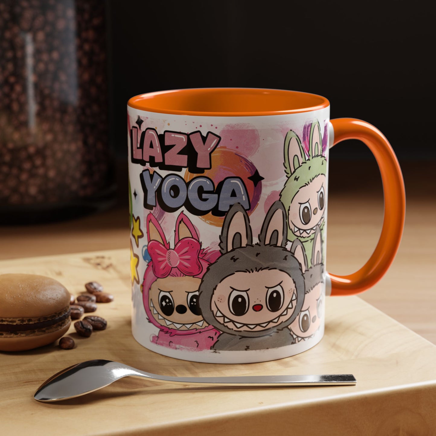 Mug Playful Lazy Yoga Labubu Coffee Mug - Fun Design for Relaxation Lovers