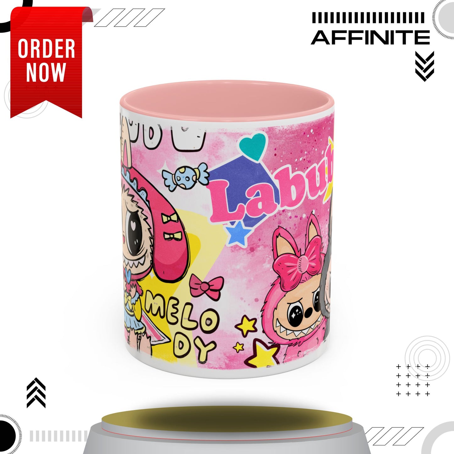 Mug Labubu Themed Accent Coffee Mug - Colorful & Whimsical Design for Kids and Collectors