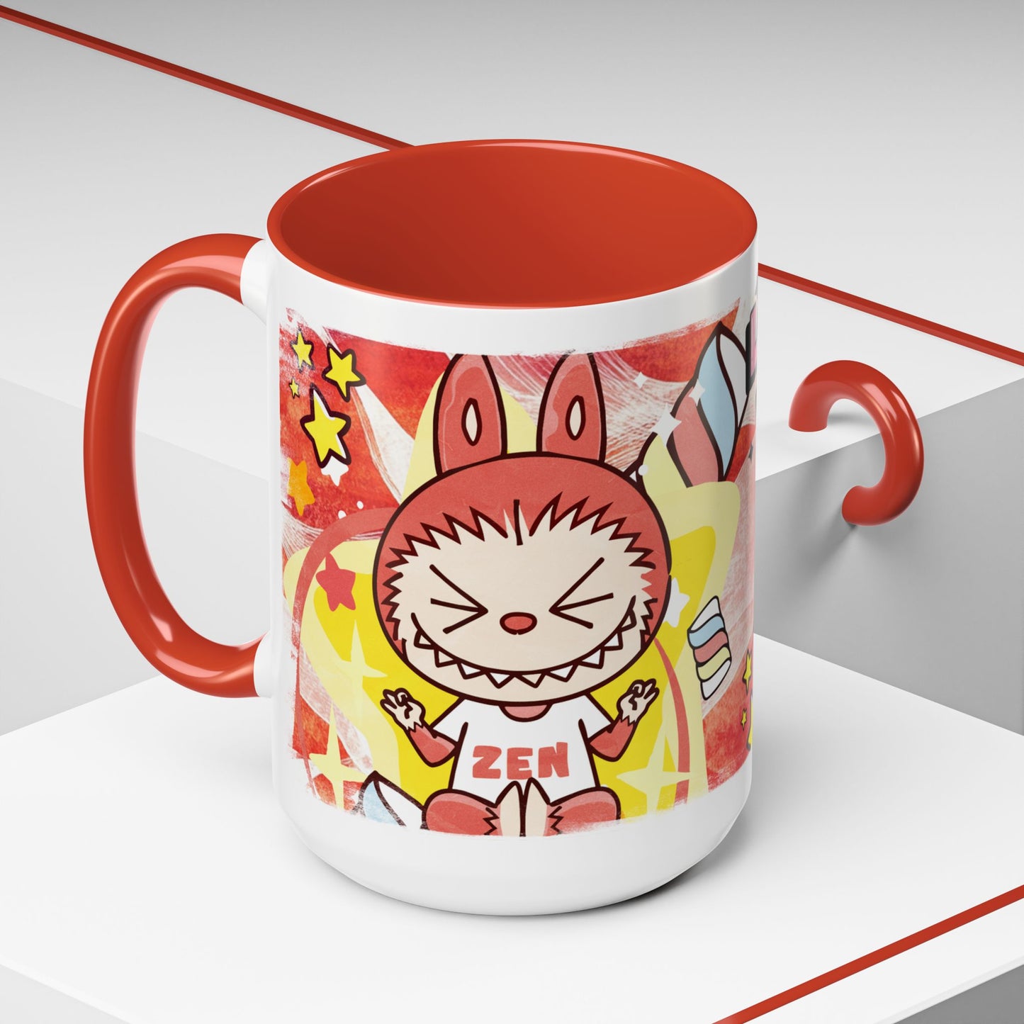 Mug Lazy Yoga Labubu Cartoon Accent Coffee Mug - Fun and Playful Design for Coffee Lovers