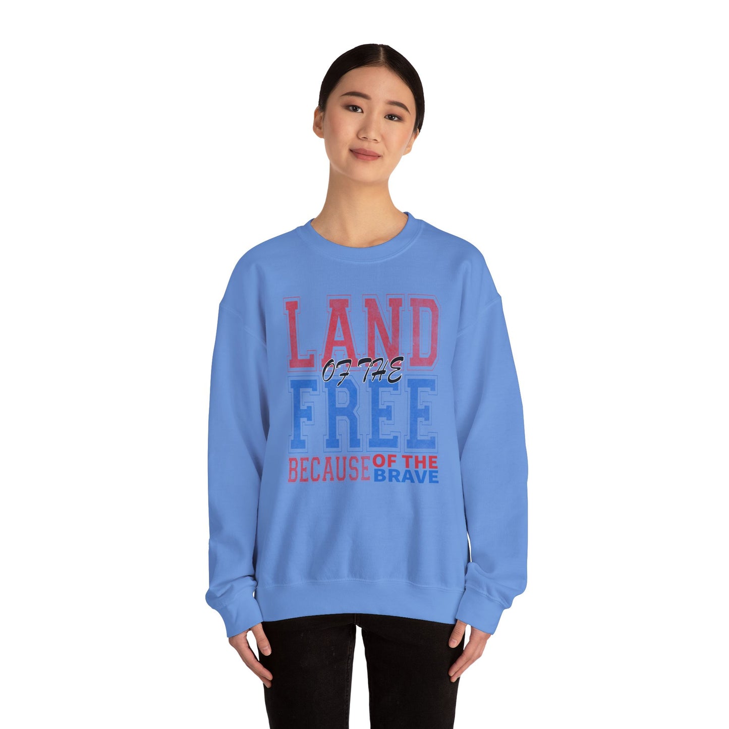 Sweatshirt Land of the Free Sweatshirt – Patriotic USA Crewneck by Gildan