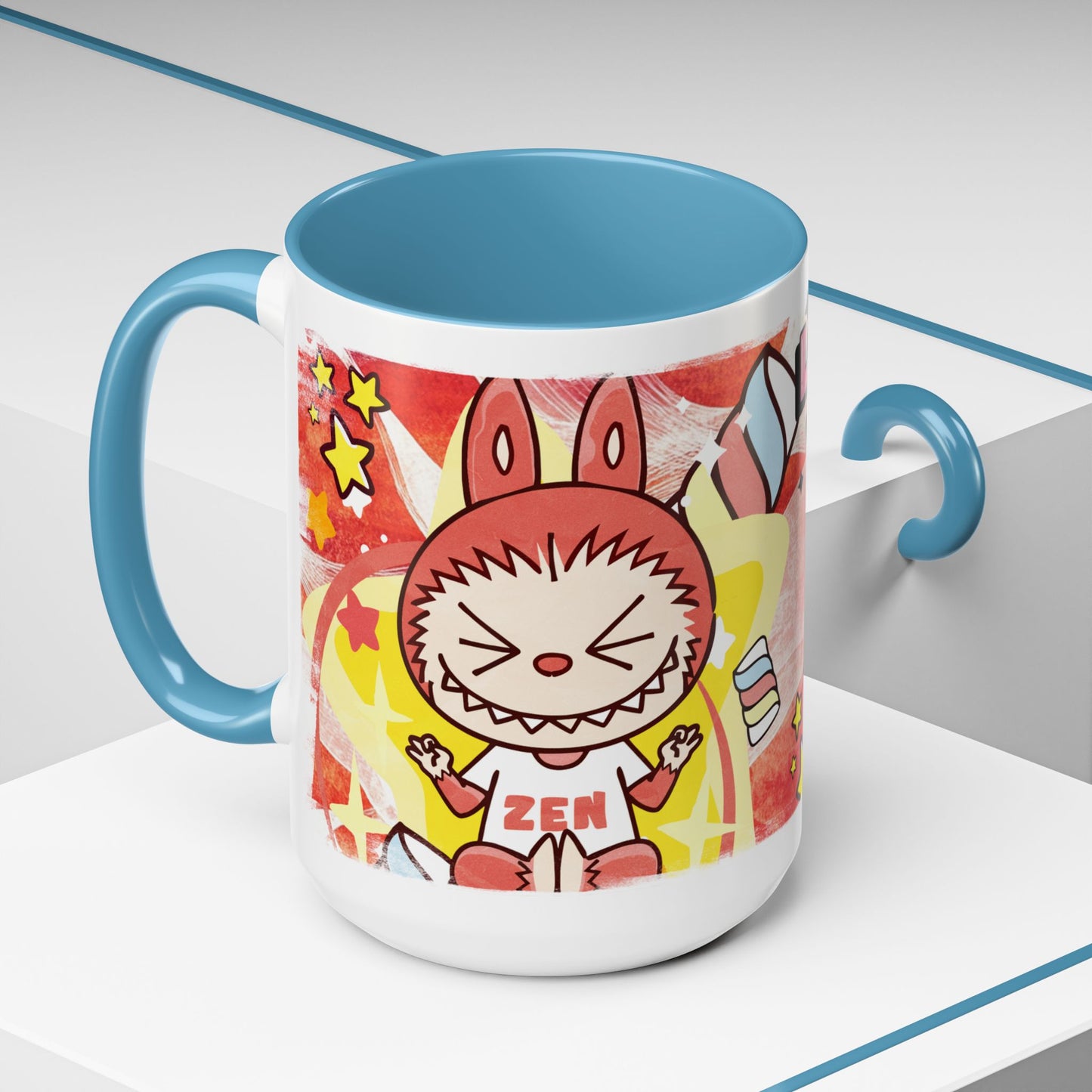 Mug Lazy Yoga Labubu Cartoon Accent Coffee Mug - Fun and Playful Design for Coffee Lovers