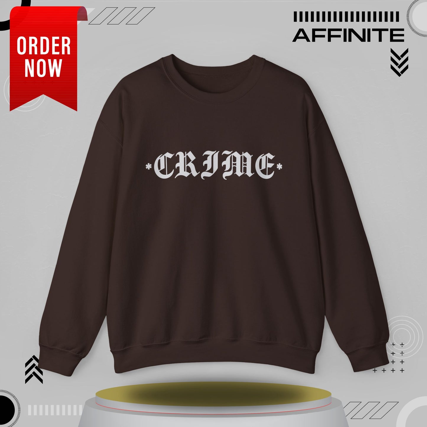 Sweatshirt CRIME Graphic Sweatshirt - Unisex Heavy Blend Crewneck (Cotton/Polyester) Dark Chocolate