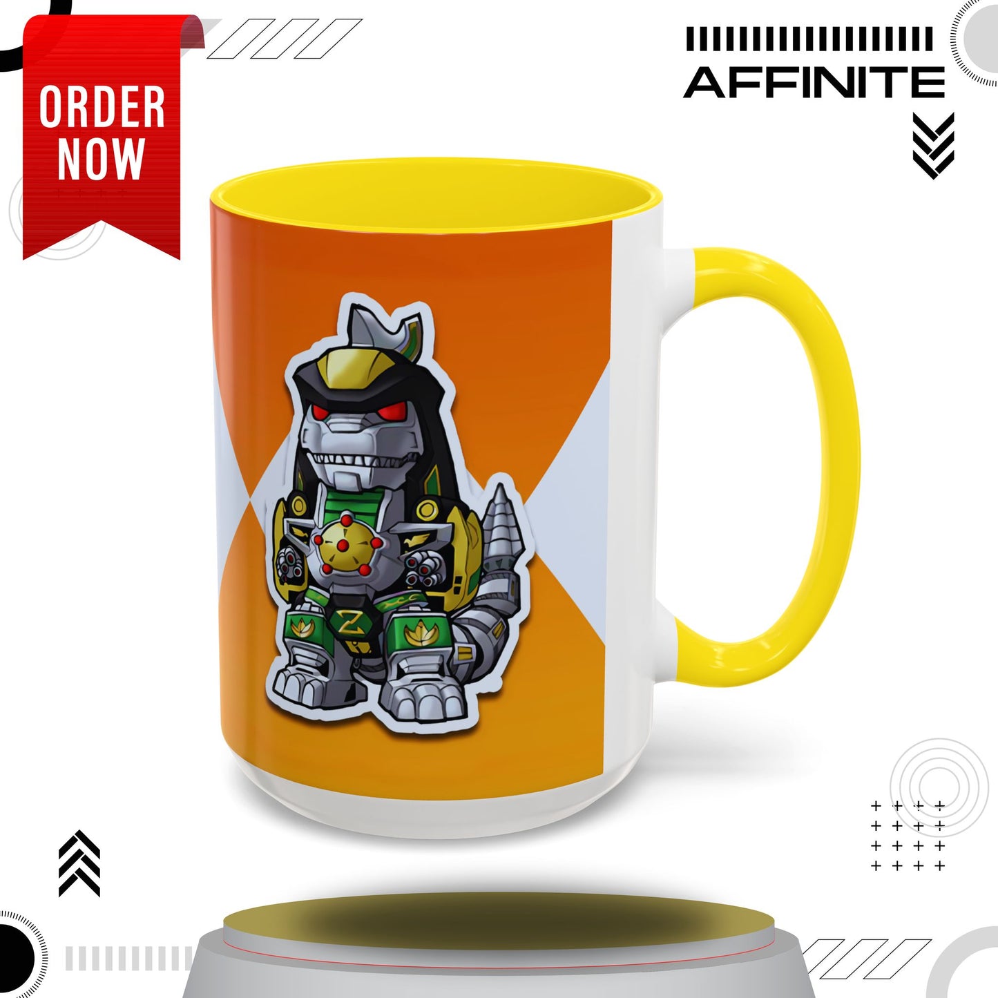Mug Power Rangers Dragonzord Mug – 11oz & 15oz Ceramic Coffee Cup 15oz Yellow
