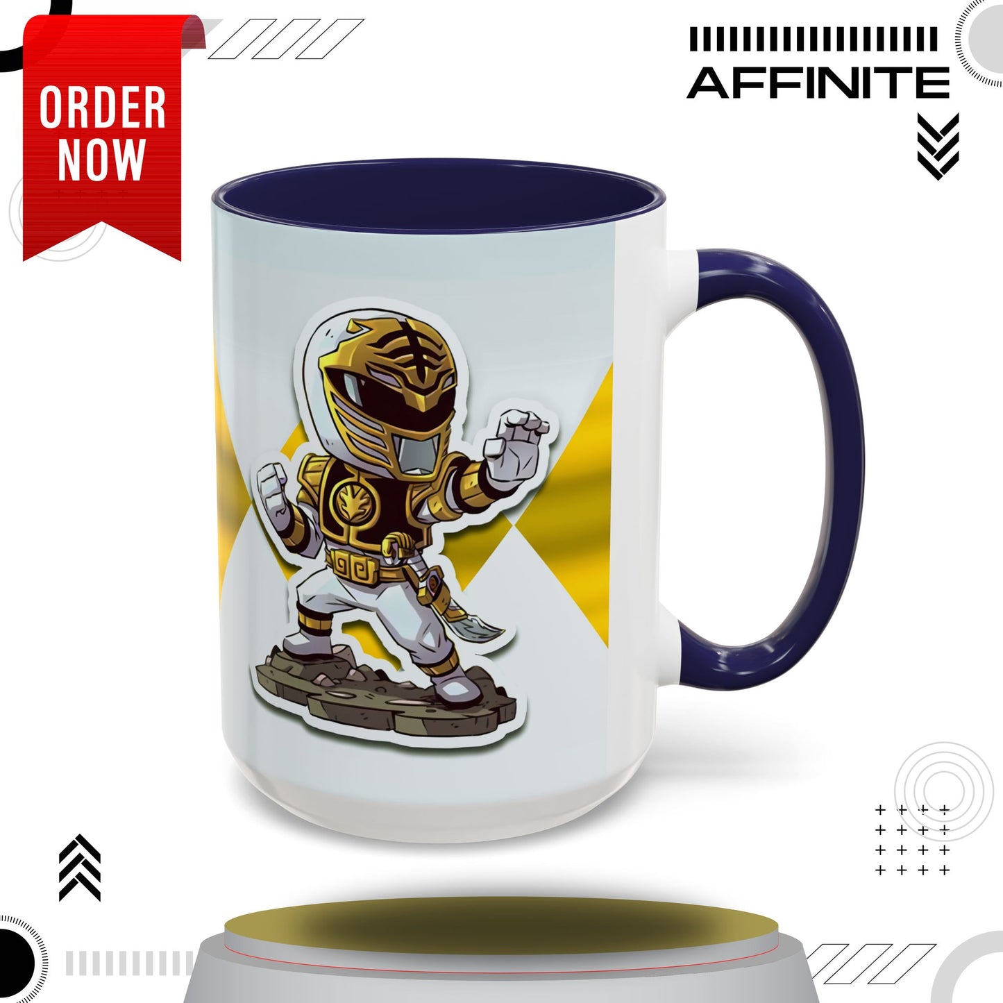 Mug White Ranger Mug – 11oz & 15oz Mighty Morphin Power Rangers Ceramic Cup 15oz Navy