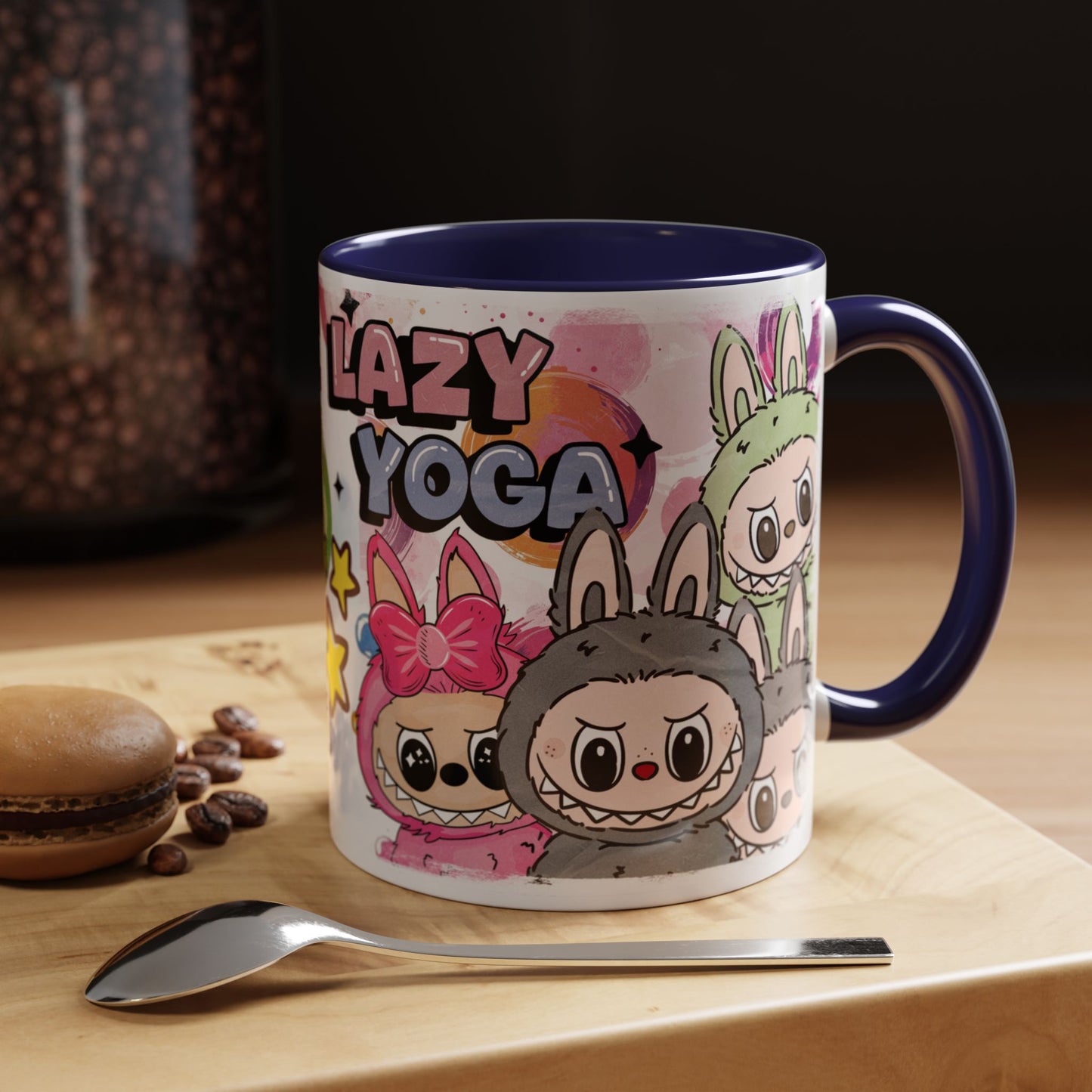 Mug Playful Lazy Yoga Labubu Coffee Mug - Fun Design for Relaxation Lovers
