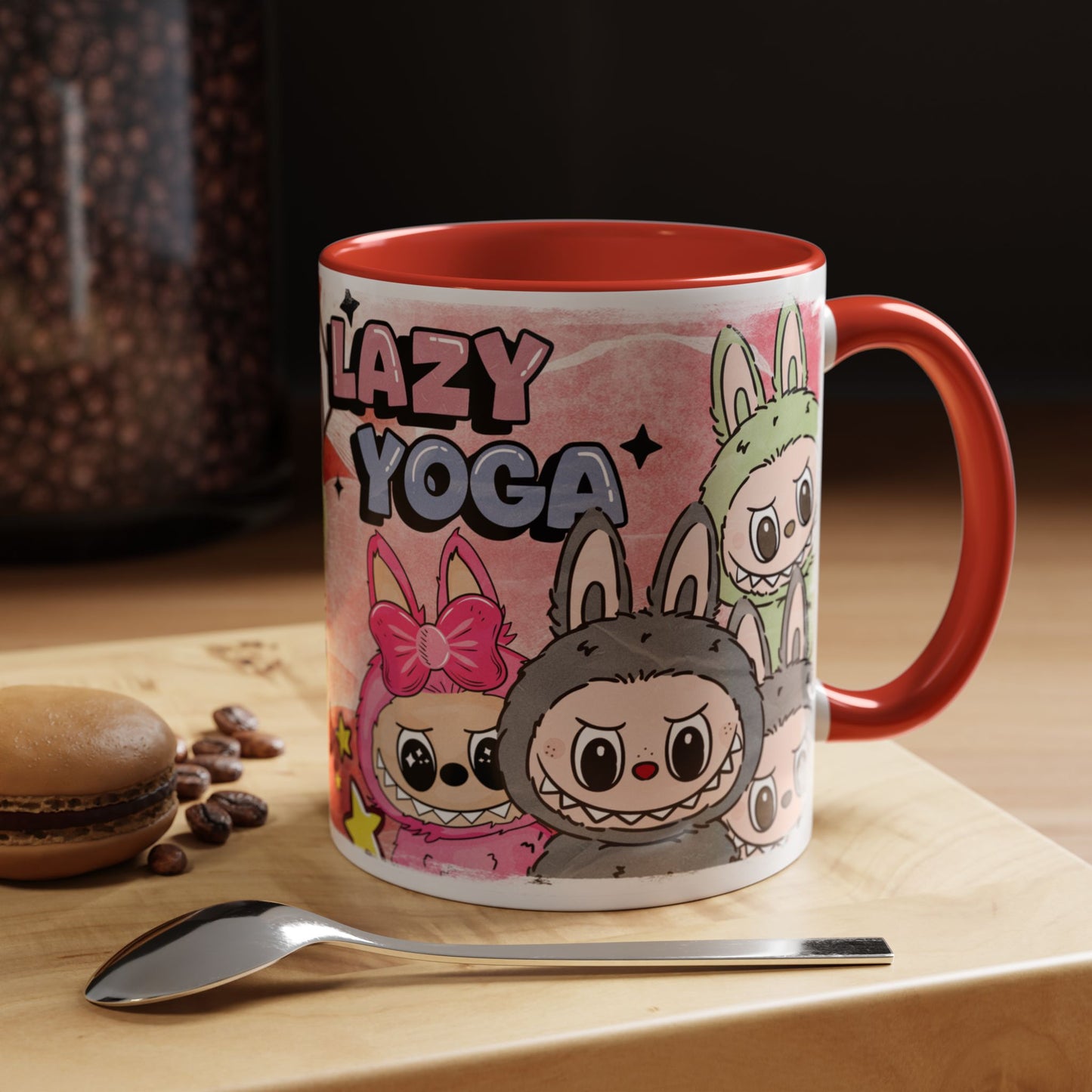 Mug Lazy Yoga Labubu Cartoon Accent Coffee Mug - Fun and Playful Design for Coffee Lovers