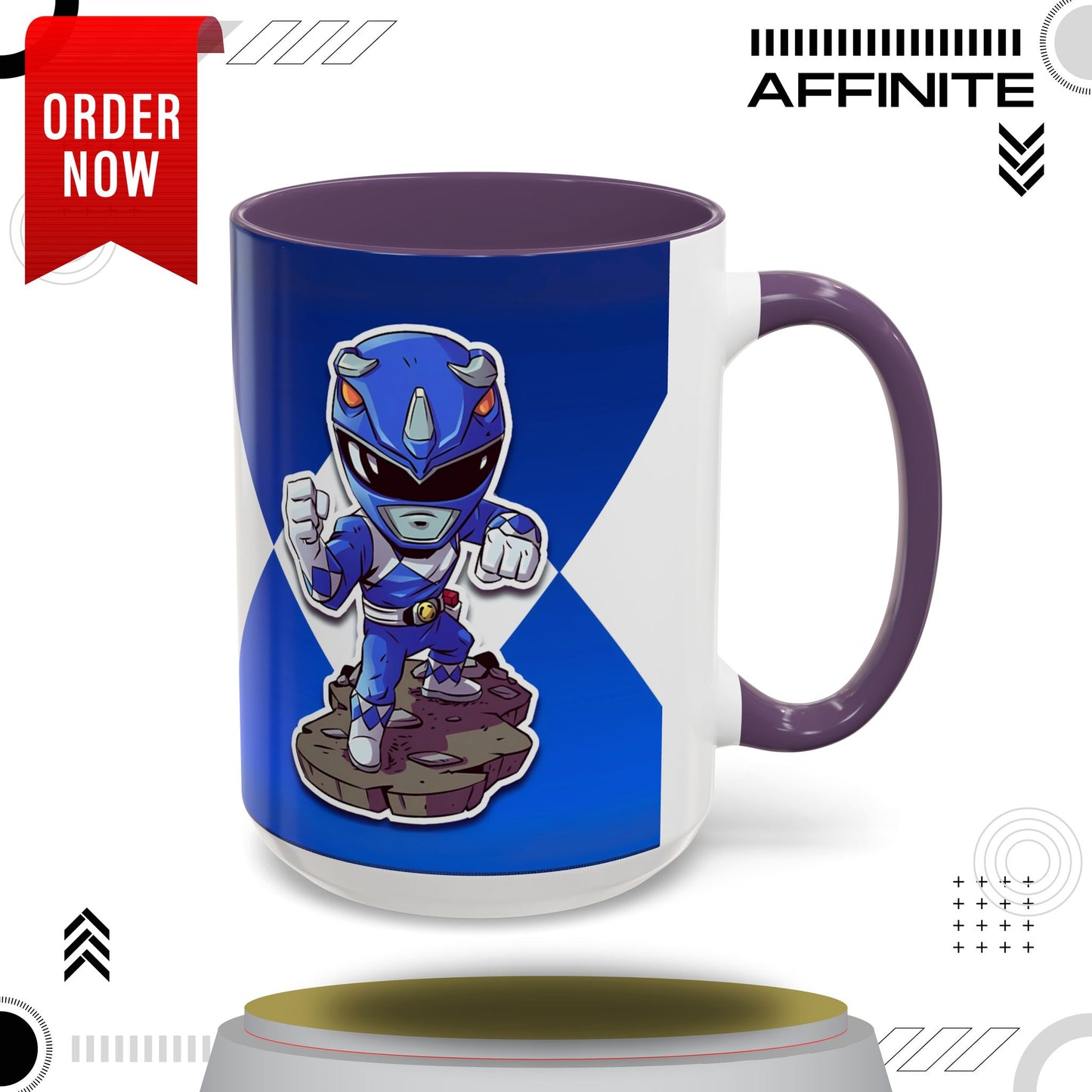 Mug Mighty Morphin Power Rangers Blue Ranger Ceramic Mug - 11oz & 15oz Coffee Mug - Accent Mug for Pop Culture Fans 15oz Purple