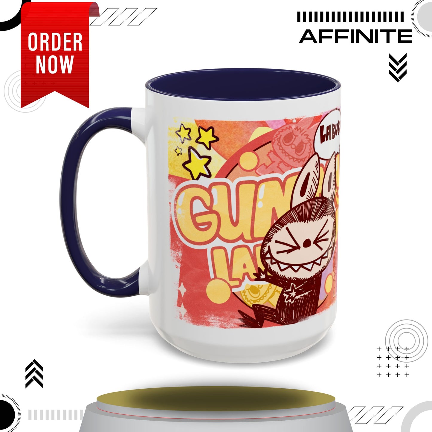 Mug Lazy Yoga Character Coffee Mug - Fun & Whimsical Art for Every Caffeine Lover 15oz Navy