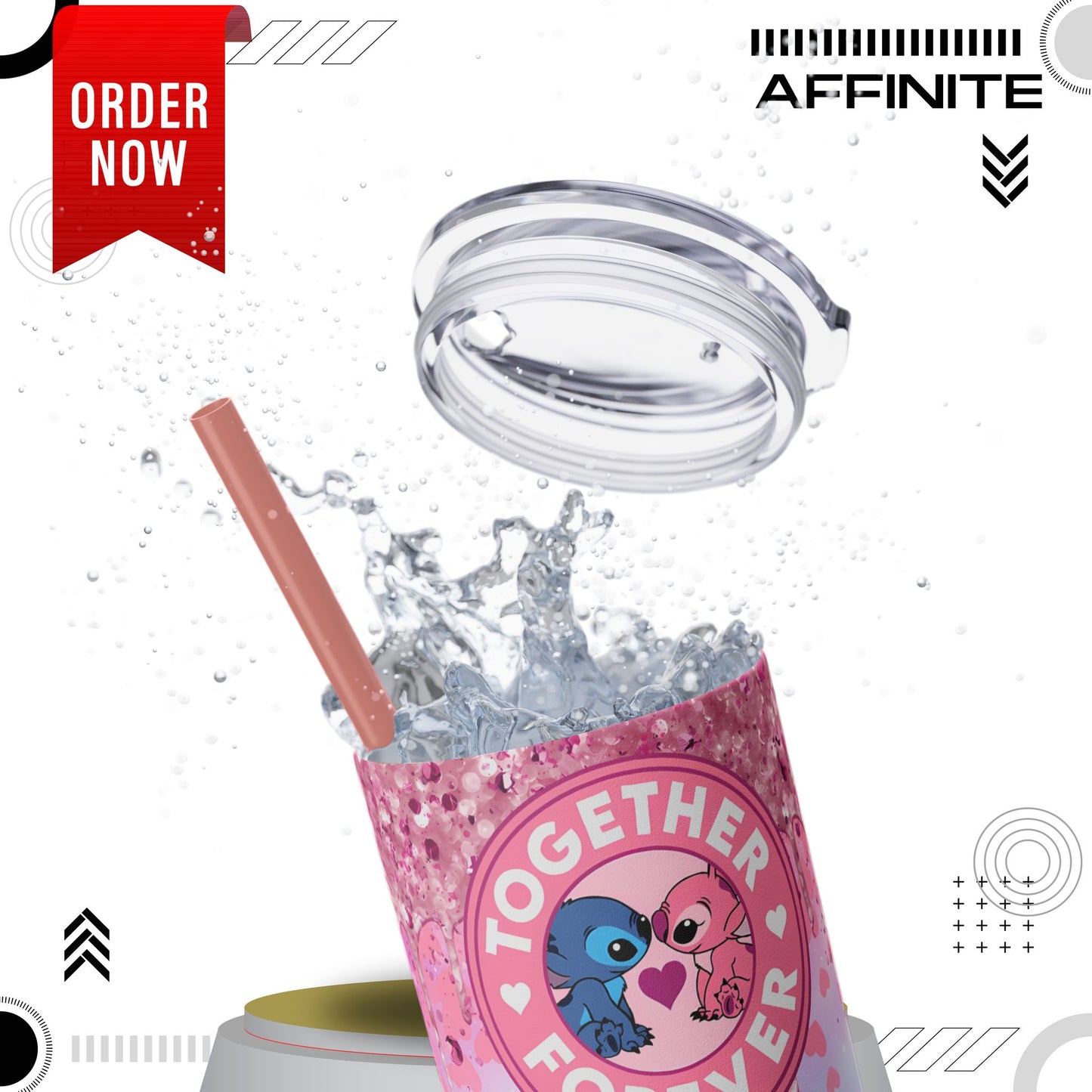Tumblers Disney Stitch Together Forever Tumbler with Straw, 20oz