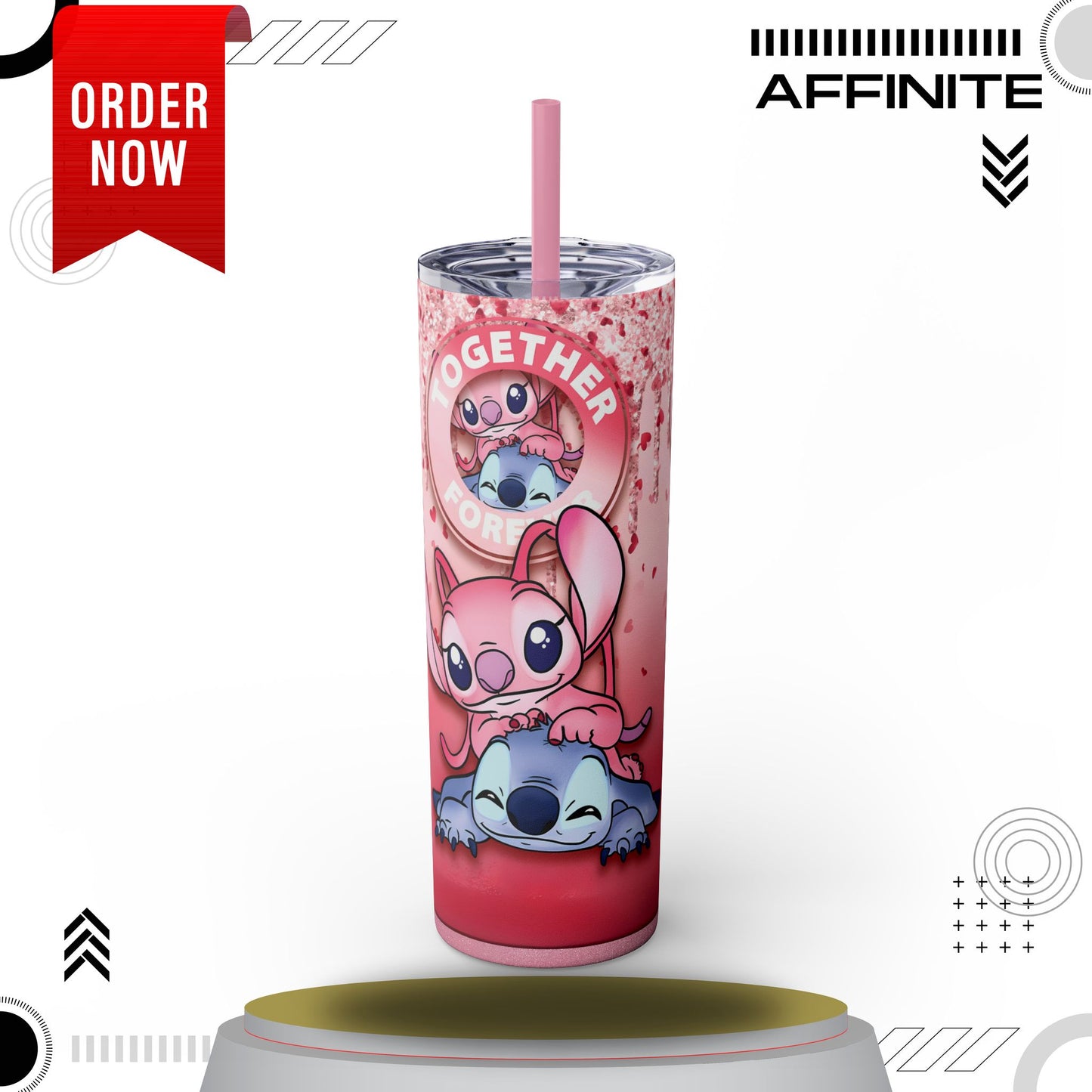 Tumblers Lilo and Stitch Glitter Tumbler - 20oz Disney 'Together Forever' Cup