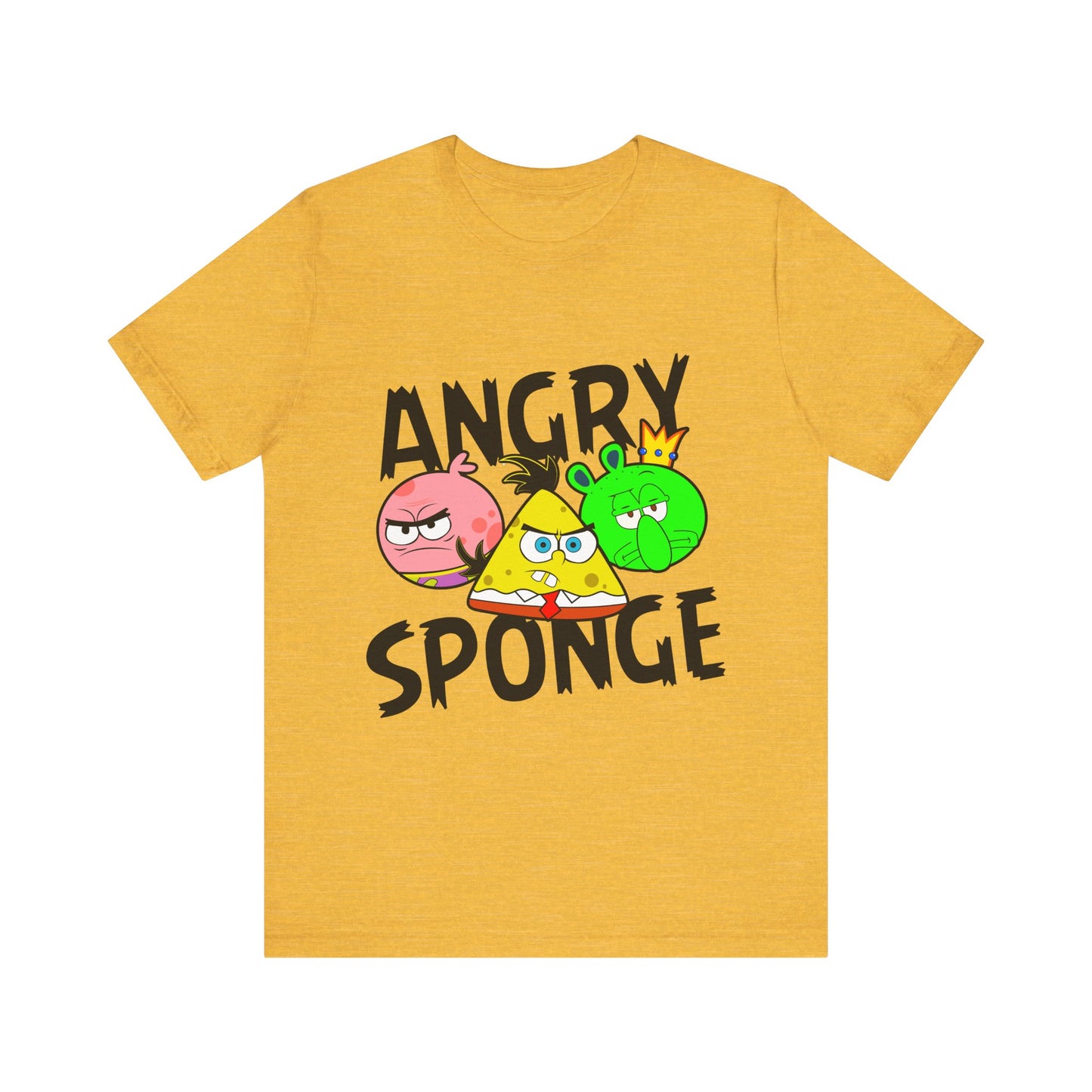 T-Shirt Angry Sponge T-Shirt - Funny Graphic Tee for Gamers (Unisex Cotton) Heather Yellow Gold