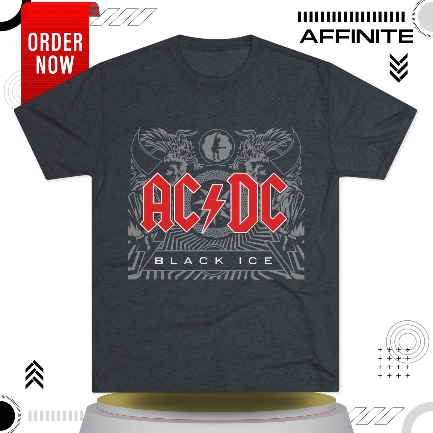 T-Shirt ACDC Black Ice T-Shirt - Official Graphic Rock Tee (Unisex) Tri-Blend Vintage Navy