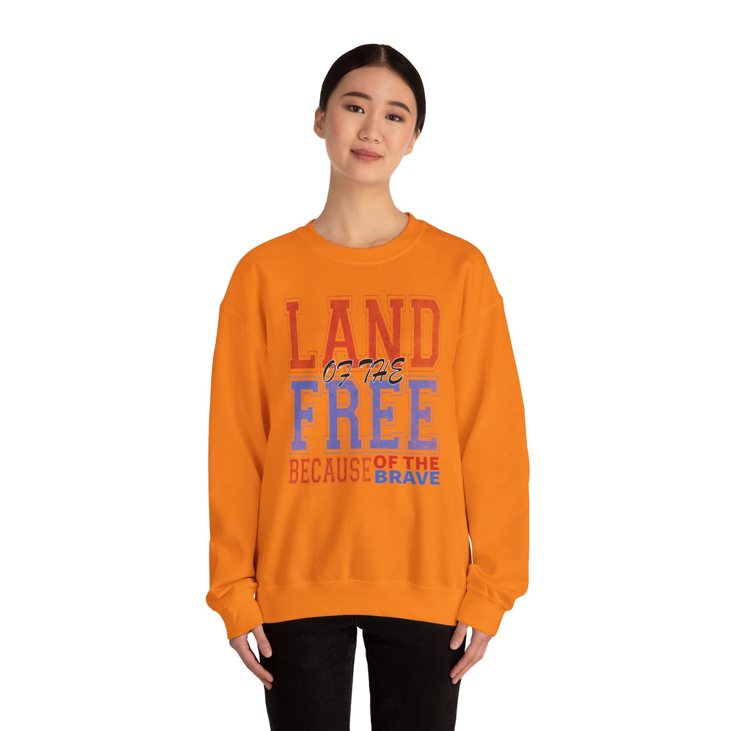 Sweatshirt Land of the Free Sweatshirt – Patriotic USA Crewneck by Gildan