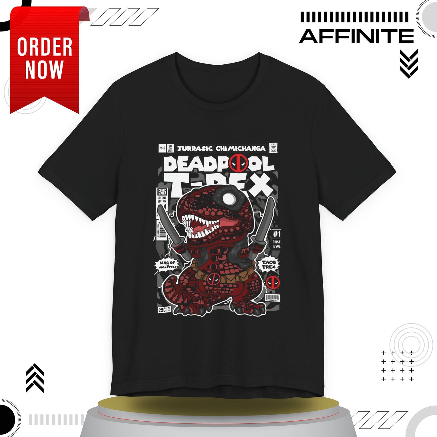 T-Shirt Deadpool T-Rex Unisex Jersey Tee - Fun Graphic T-Shirt for Comic Fans - Jurassic Chichanga