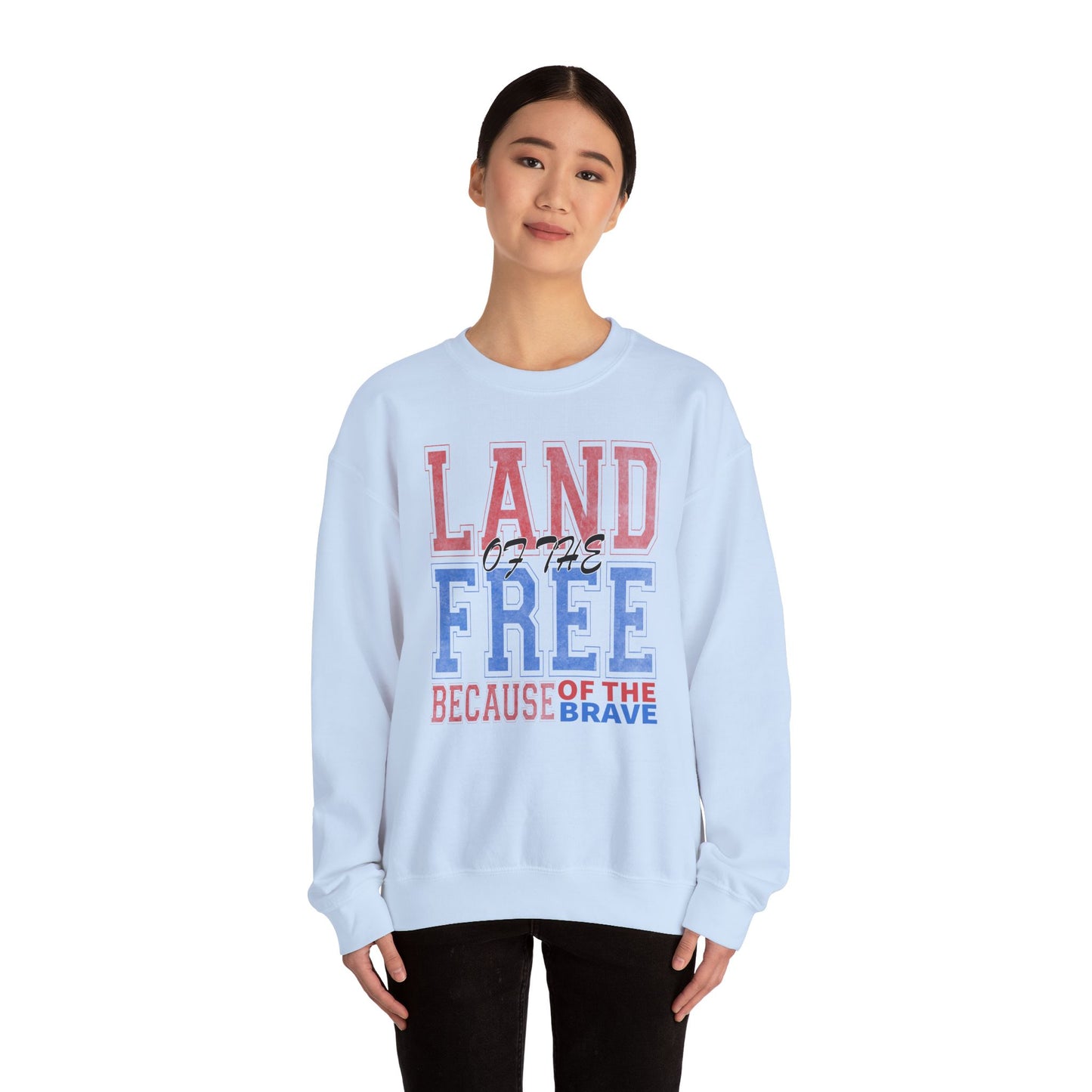 Sweatshirt Land of the Free Sweatshirt – Patriotic USA Crewneck by Gildan