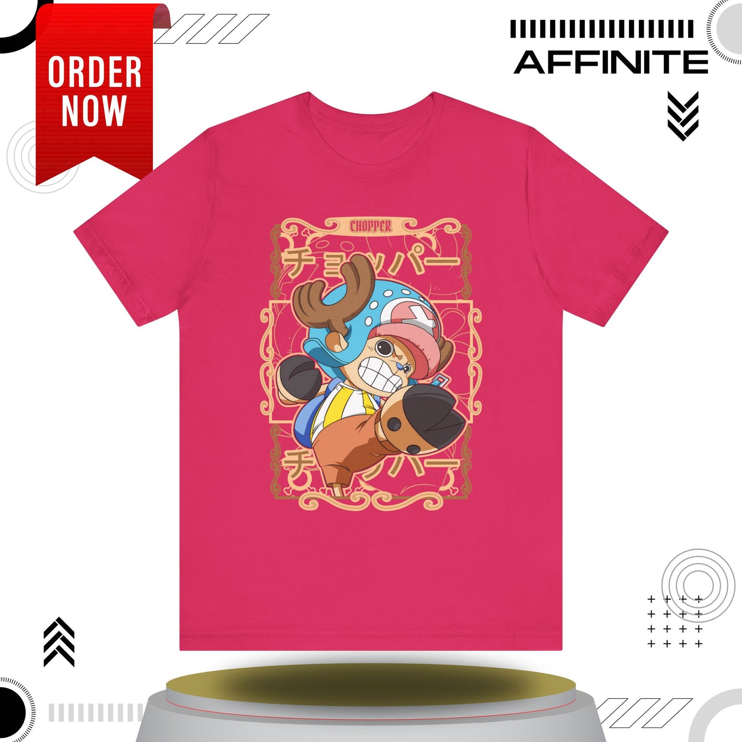 T-Shirt Anime-Inspired Unisex Short Sleeve Tee - 100% Cotton Chopper T-Shirt by Bella+Canvas Fuchsia