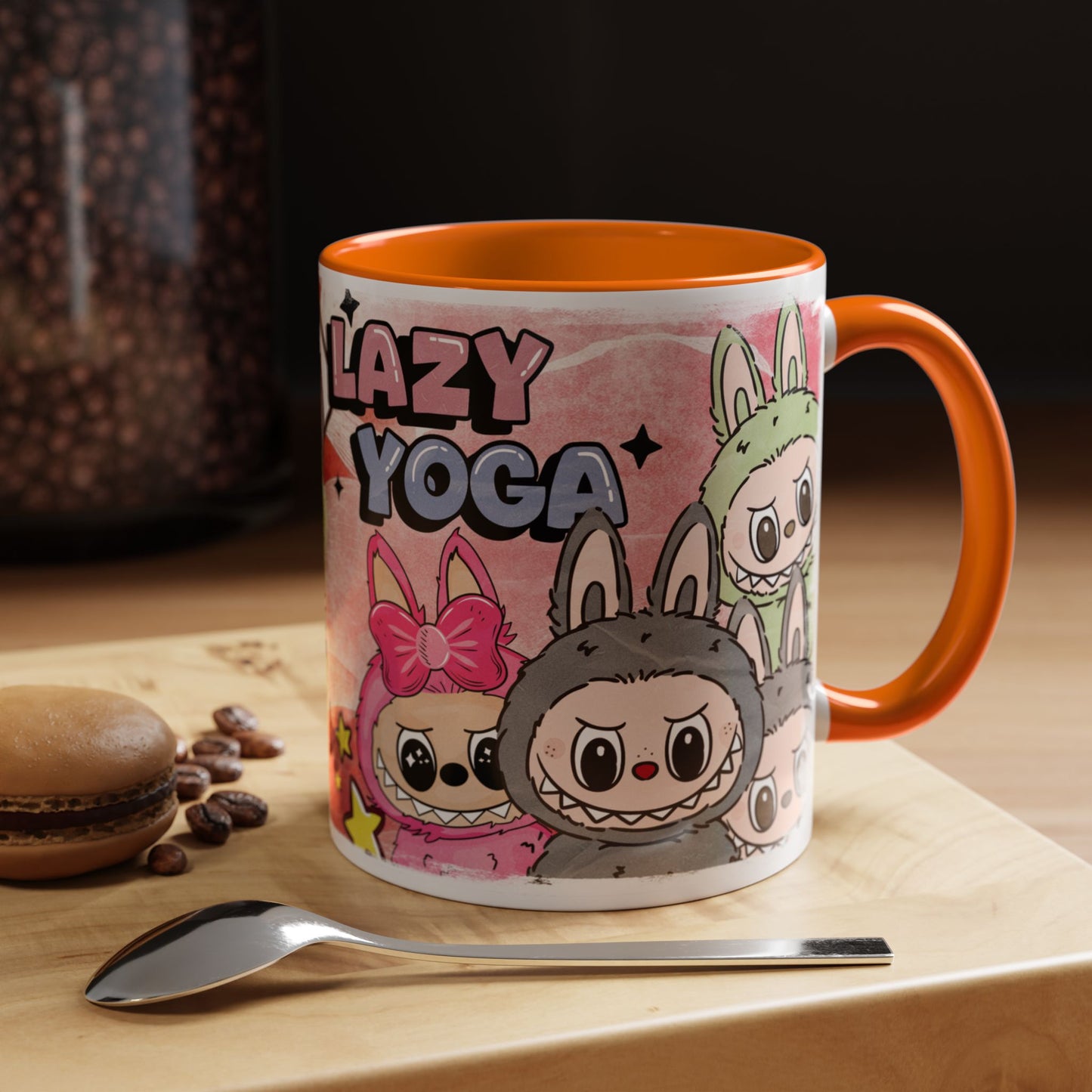 Mug Lazy Yoga Labubu Cartoon Accent Coffee Mug - Fun and Playful Design for Coffee Lovers