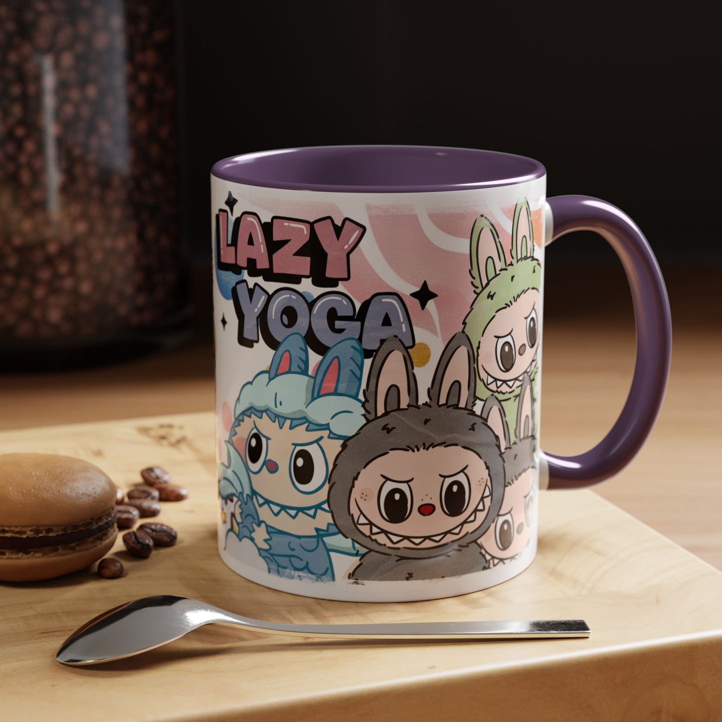 Mug Lazy Yoga Cartoon Labubu Accent Coffee Mug - Fun and Whimsical Design for Coffee Lovers