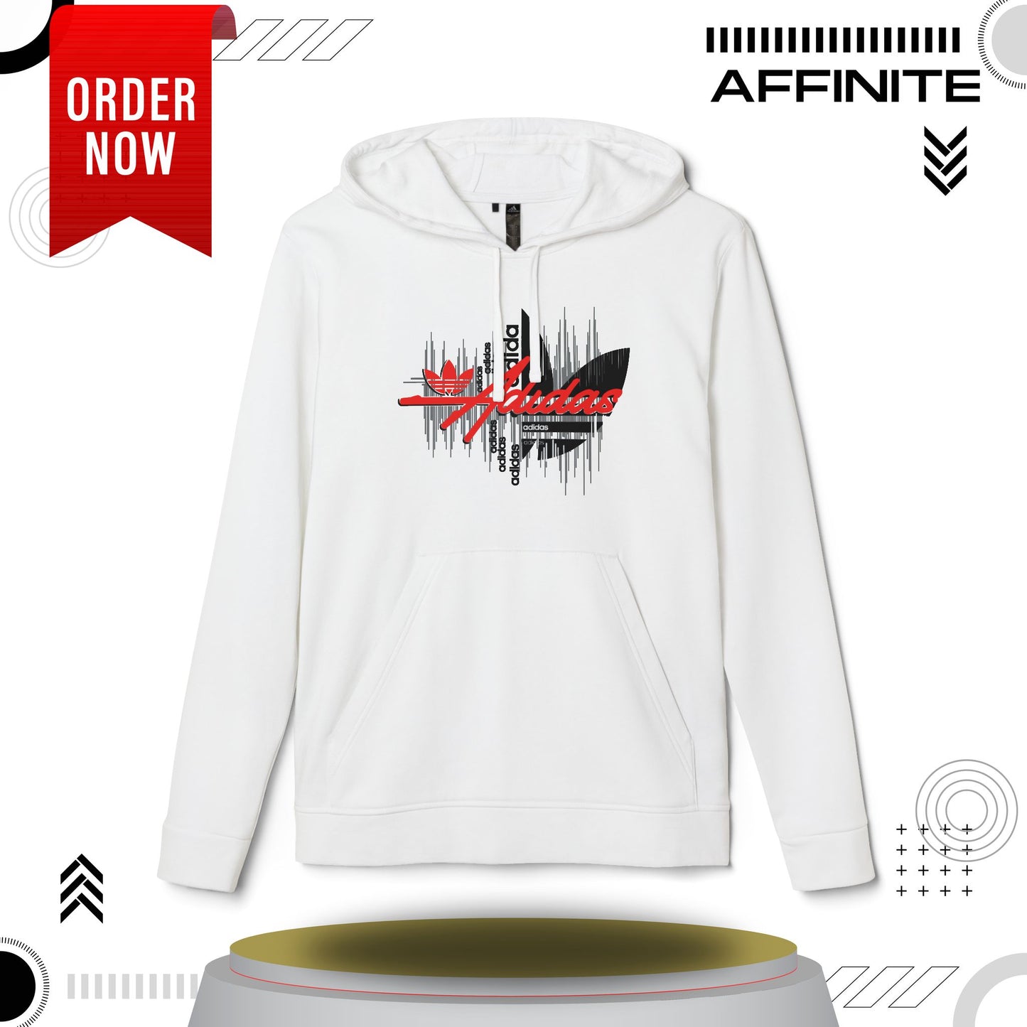 Hoodie Fleece Hoodie - T rendy Adidas Unisex Streetwear and Lounge Wear White
