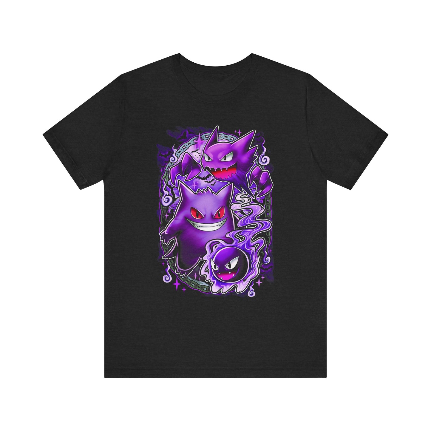 T-Shirt Ghostly Kanto Vibes Unisex Jersey Short Sleeve Tee - Spooky Design Solid Black Blend