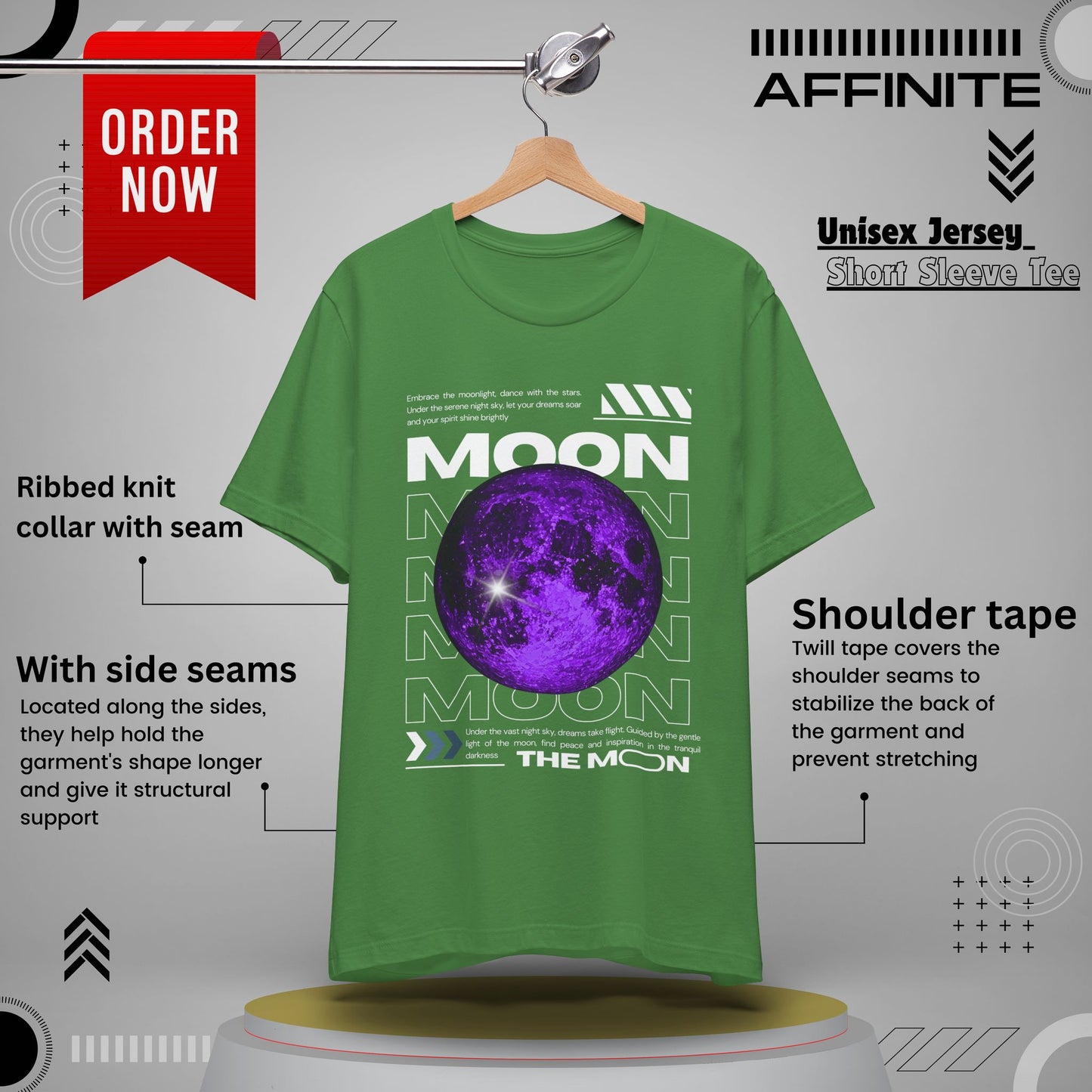 T-Shirt Unisex Moon-Themed T-Shirt | Casual Short Sleeve Tee | Astronaut Lover Gift Leaf