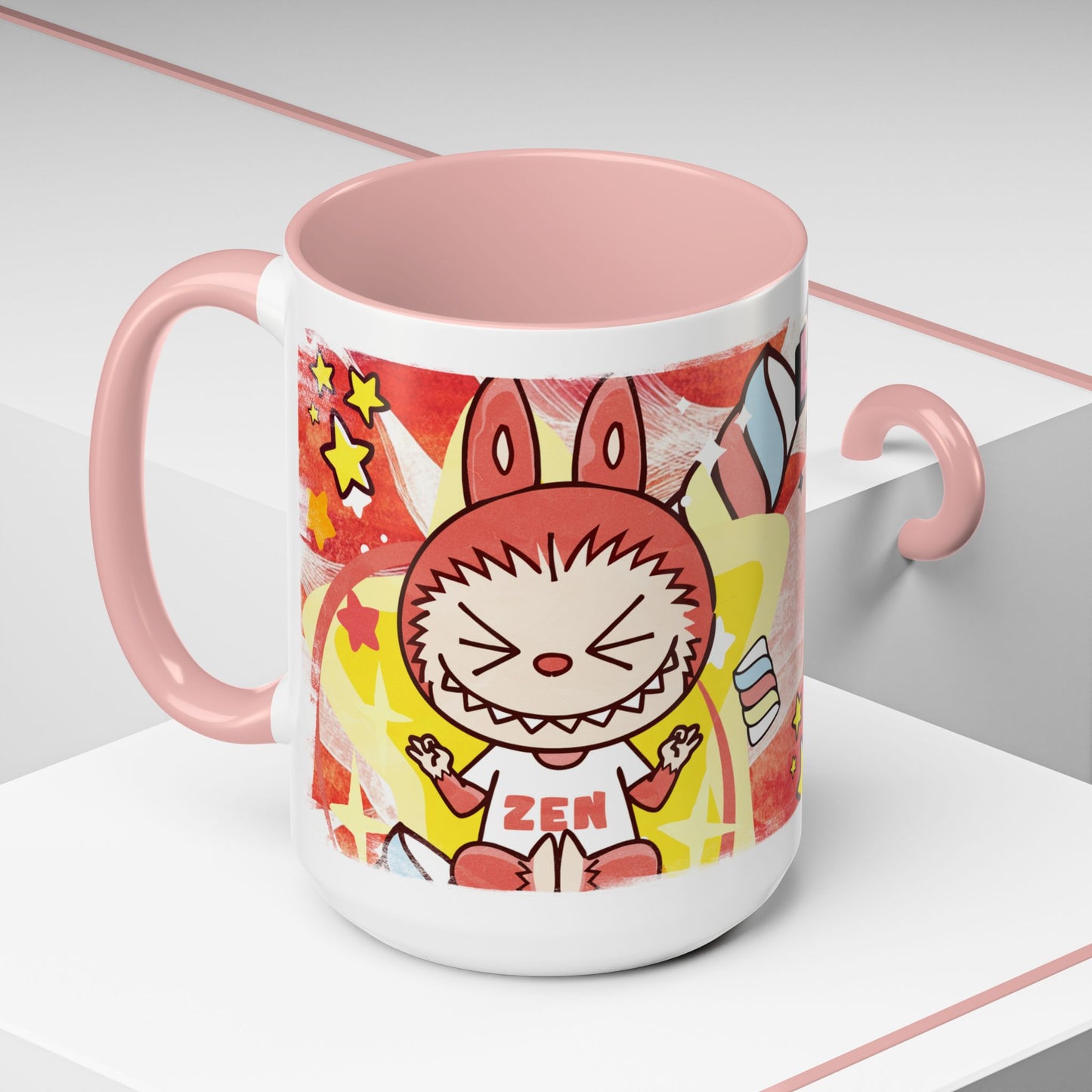 Mug Lazy Yoga Labubu Cartoon Accent Coffee Mug - Fun and Playful Design for Coffee Lovers