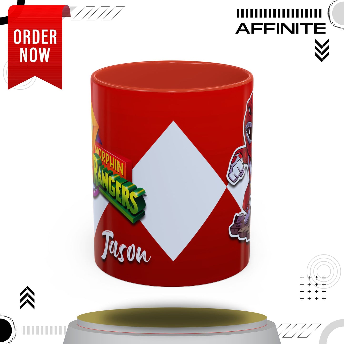 Mug Mighty Morphin Power Rangers Red Ranger Ceramic Mug - 11oz & 15oz Coffee Mug - Accent Mug for Pop Culture Fans