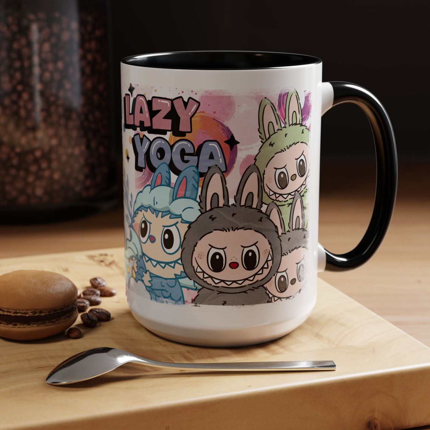 Mug Labubu Lazy Yoga Accent Coffee Mug - Fun & Whimsical Design for Relaxation Lovers