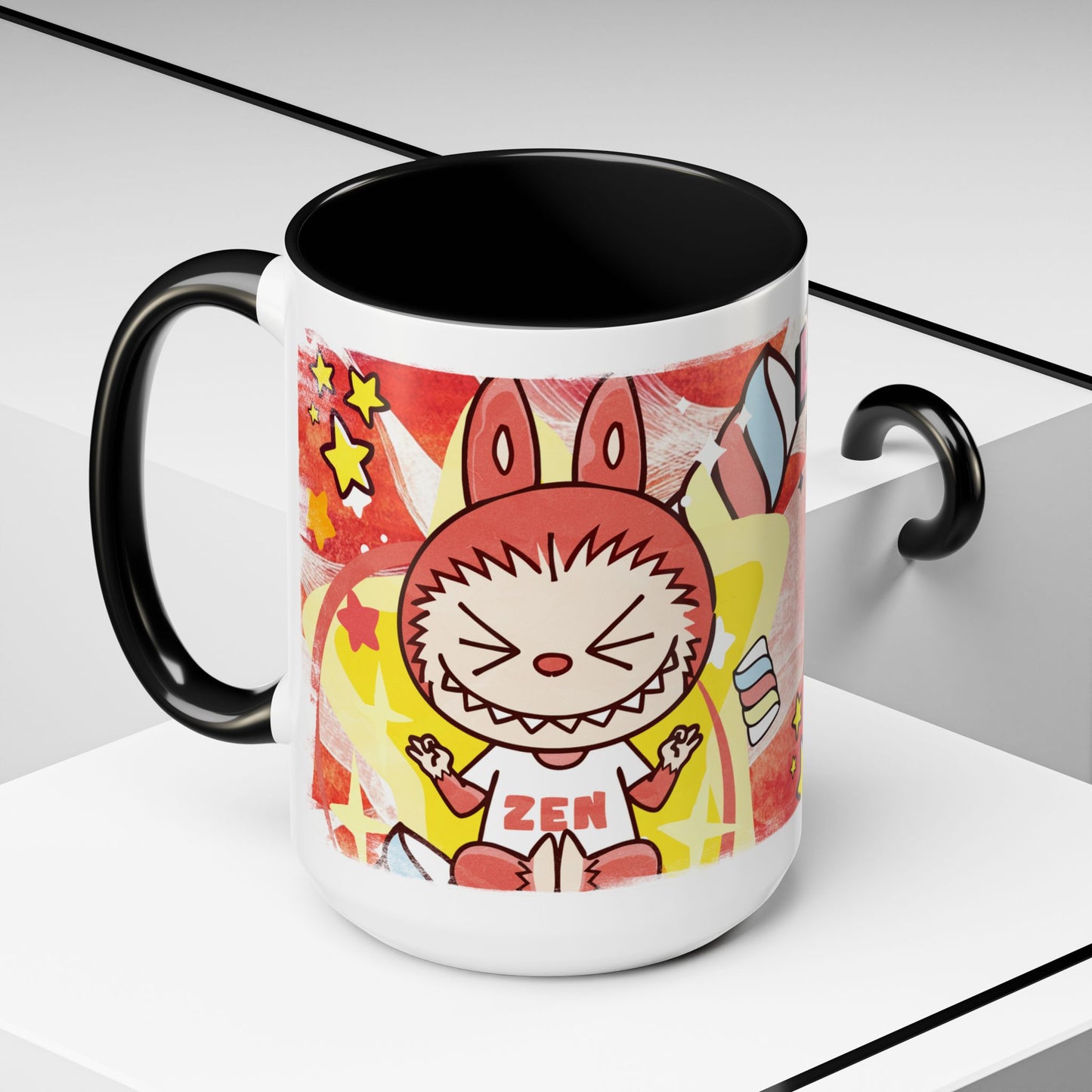 Mug Lazy Yoga Labubu Cartoon Accent Coffee Mug - Fun and Playful Design for Coffee Lovers