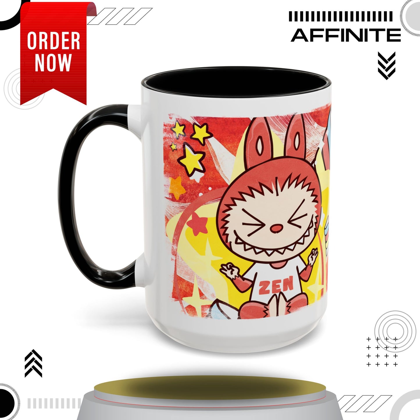 Mug Lazy Yoga Labubu Cartoon Accent Coffee Mug - Fun and Playful Design for Coffee Lovers