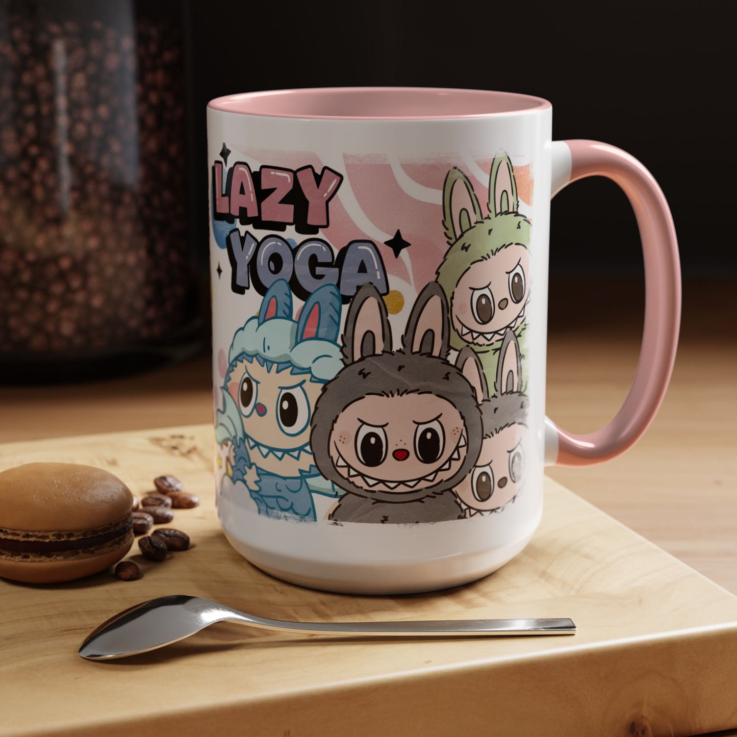 Mug Lazy Yoga Cartoon Labubu Accent Coffee Mug - Fun and Whimsical Design for Coffee Lovers