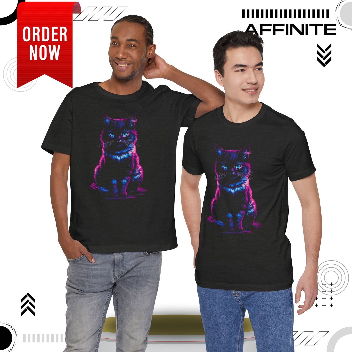 T-Shirt Neon Cat T-Shirt - Vibrant Unisex Tee for Cat Lovers (100% Cotton)
