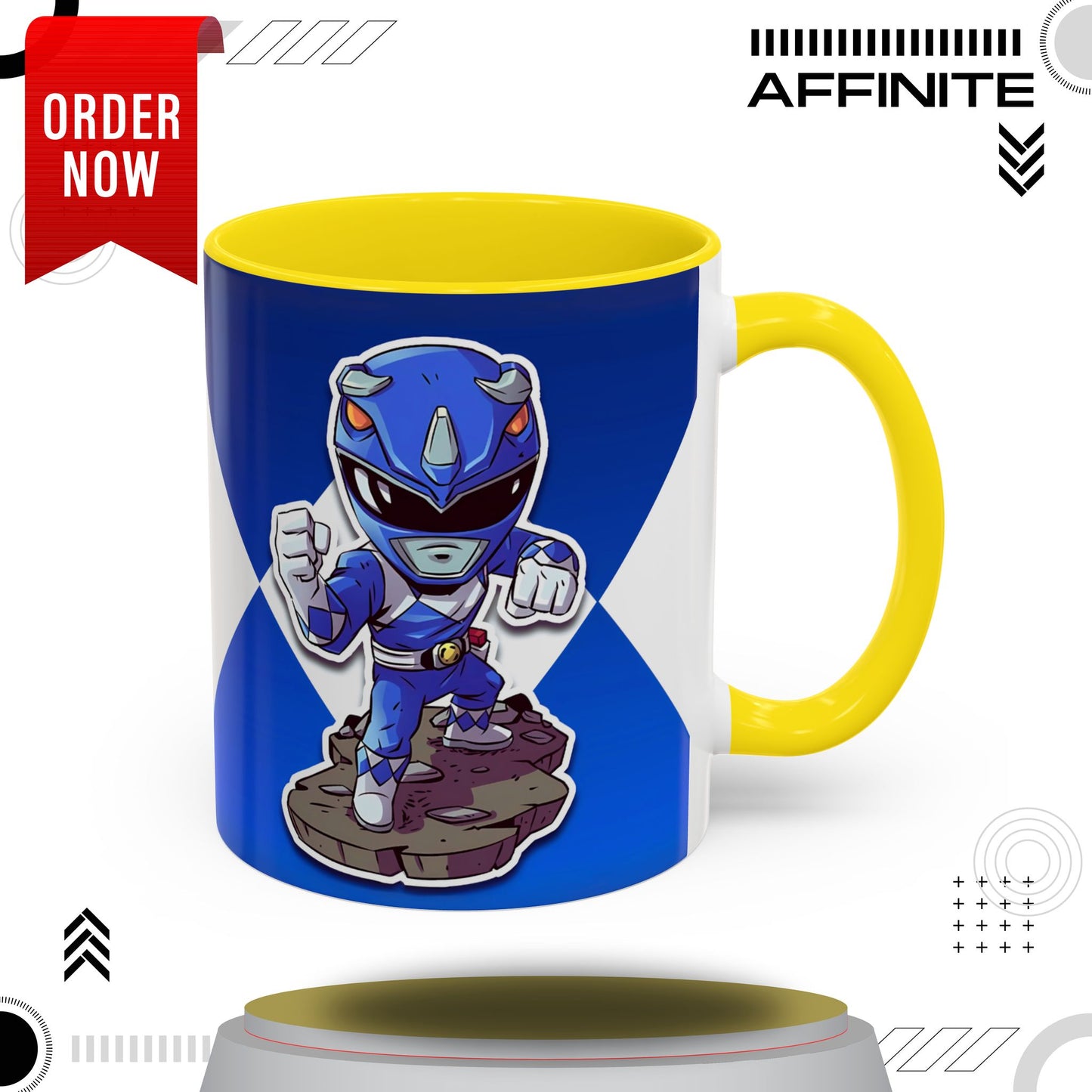 Mug Mighty Morphin Power Rangers Blue Ranger Ceramic Mug - 11oz & 15oz Coffee Mug - Accent Mug for Pop Culture Fans 11oz Yellow