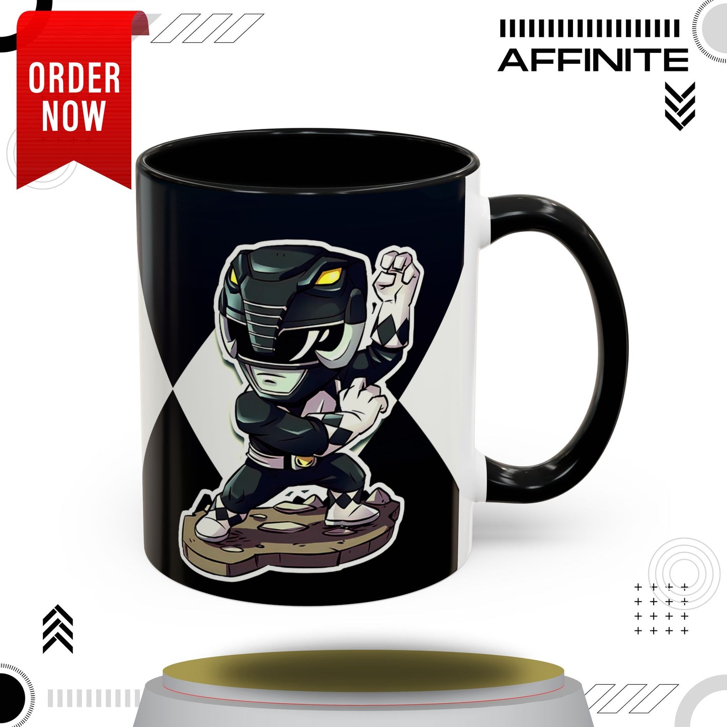 Mug Mighty Morphin Power Rangers Black Ranger Ceramic Mug - 11oz & 15oz Coffee Mug - Accent Mug for Pop Culture Fans 11oz Black