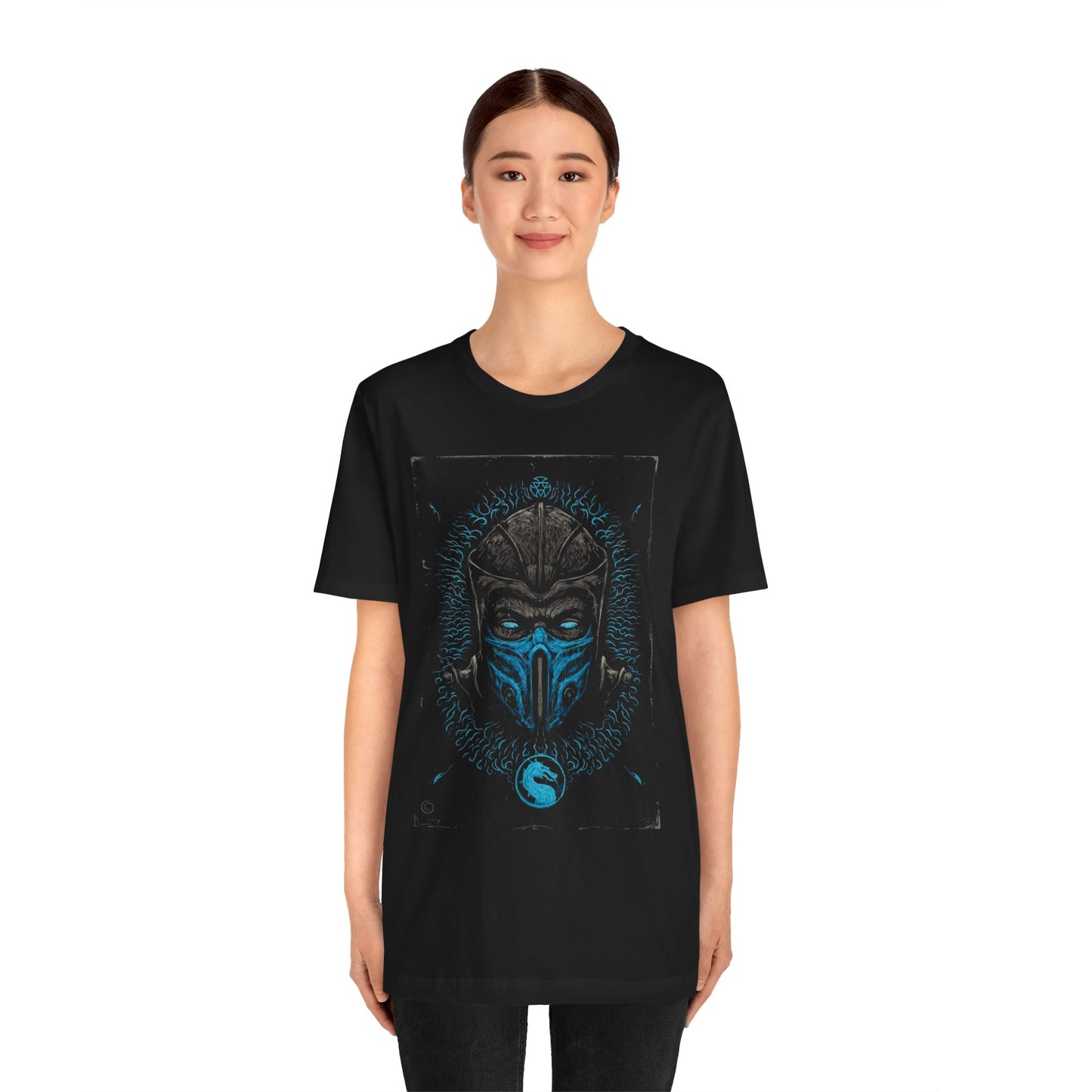 T-Shirt Epic Gamer Tee | Blue Flame Masked Warrior