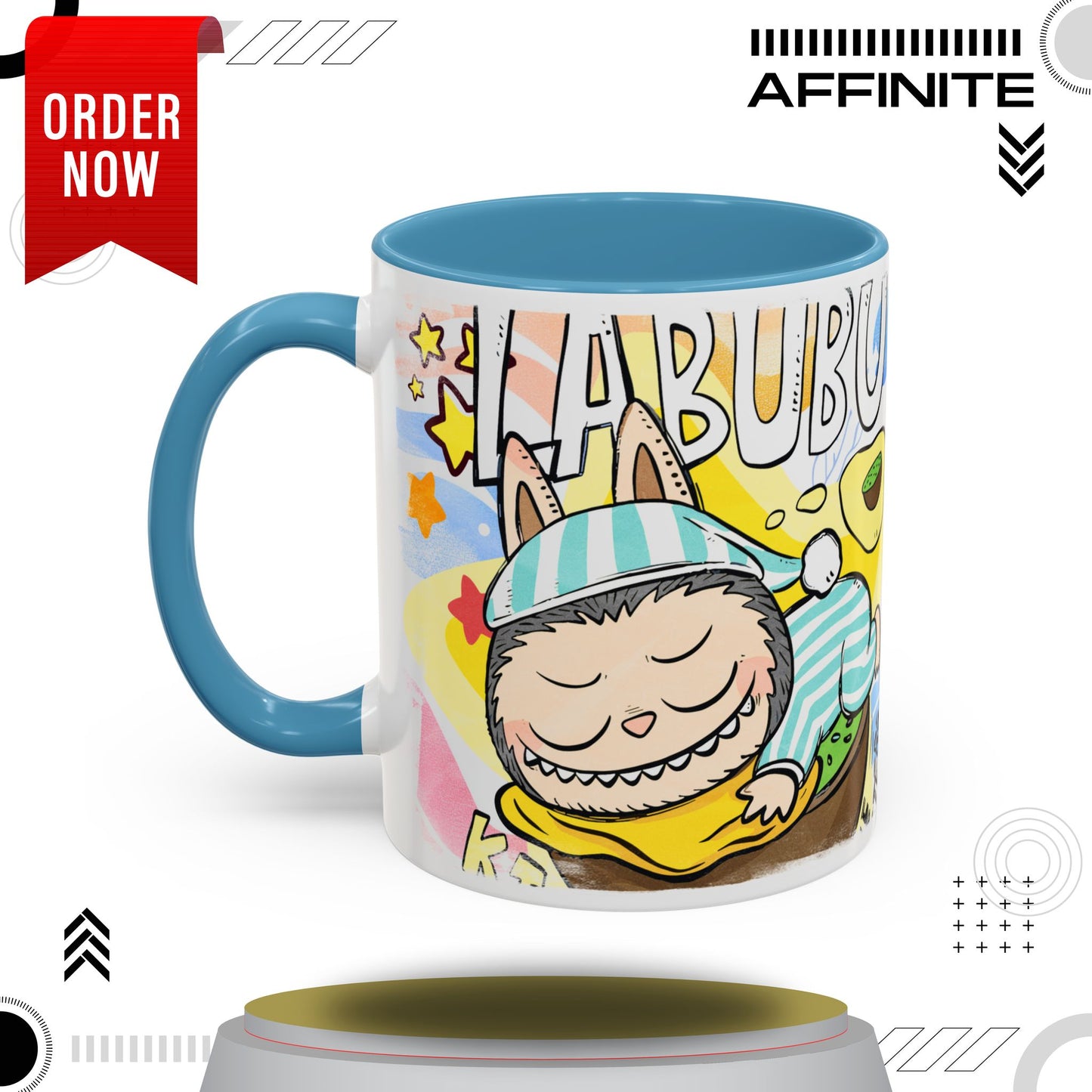 Mug Labubu Lazy Yoga Accent Coffee Mug - Fun & Whimsical Design for Relaxation Lovers 11oz Light Blue