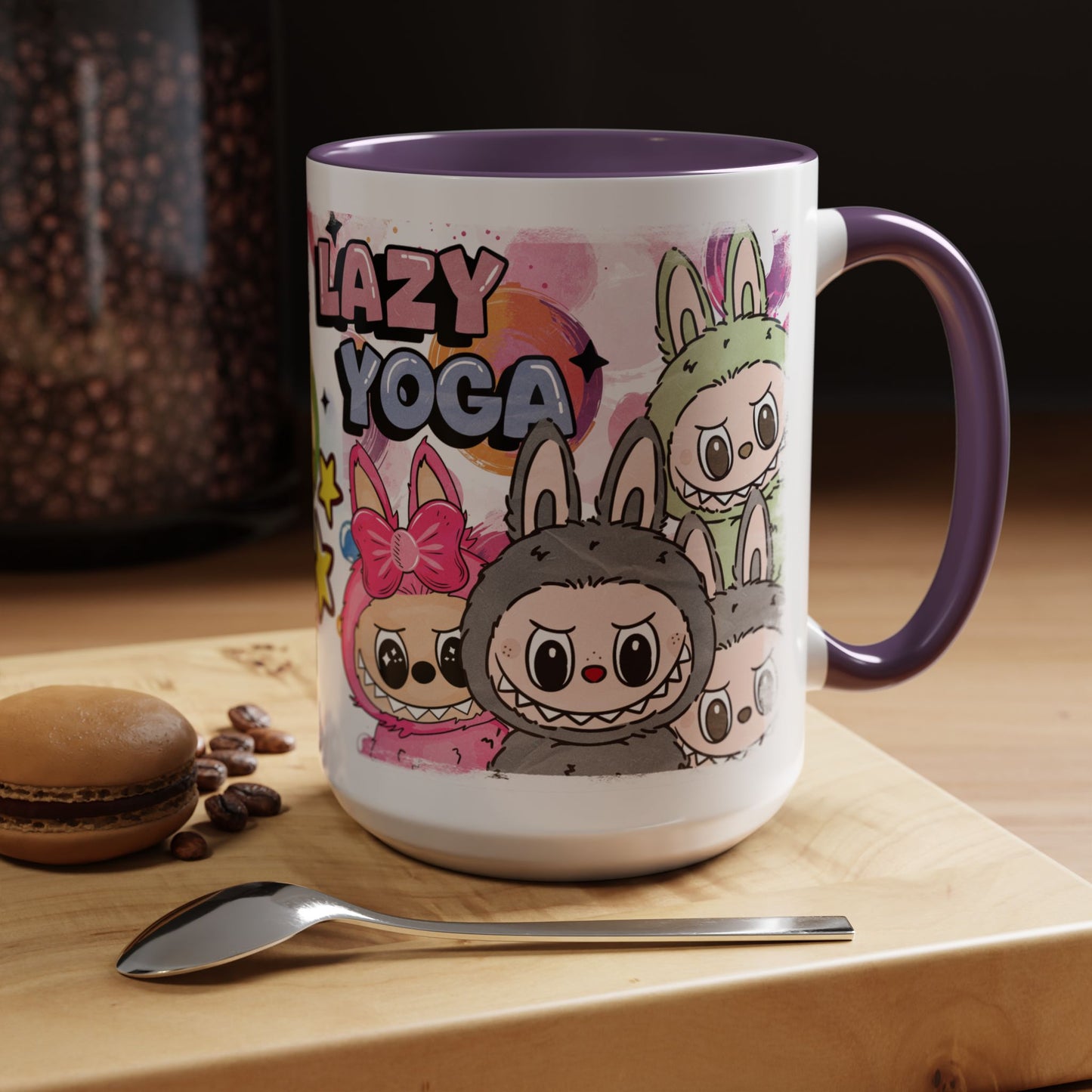 Mug Playful Lazy Yoga Labubu Coffee Mug - Fun Design for Relaxation Lovers
