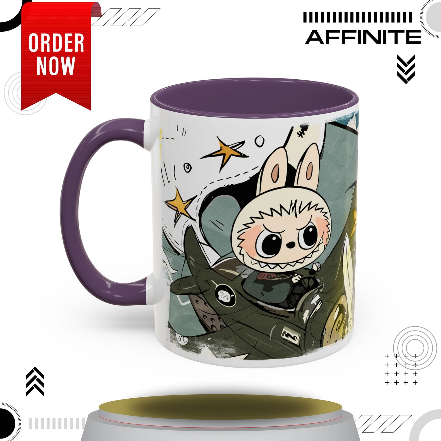 Mug Labubu Character Accent Coffee Mug - Cute and Colorful Design for Fans 11oz Purple