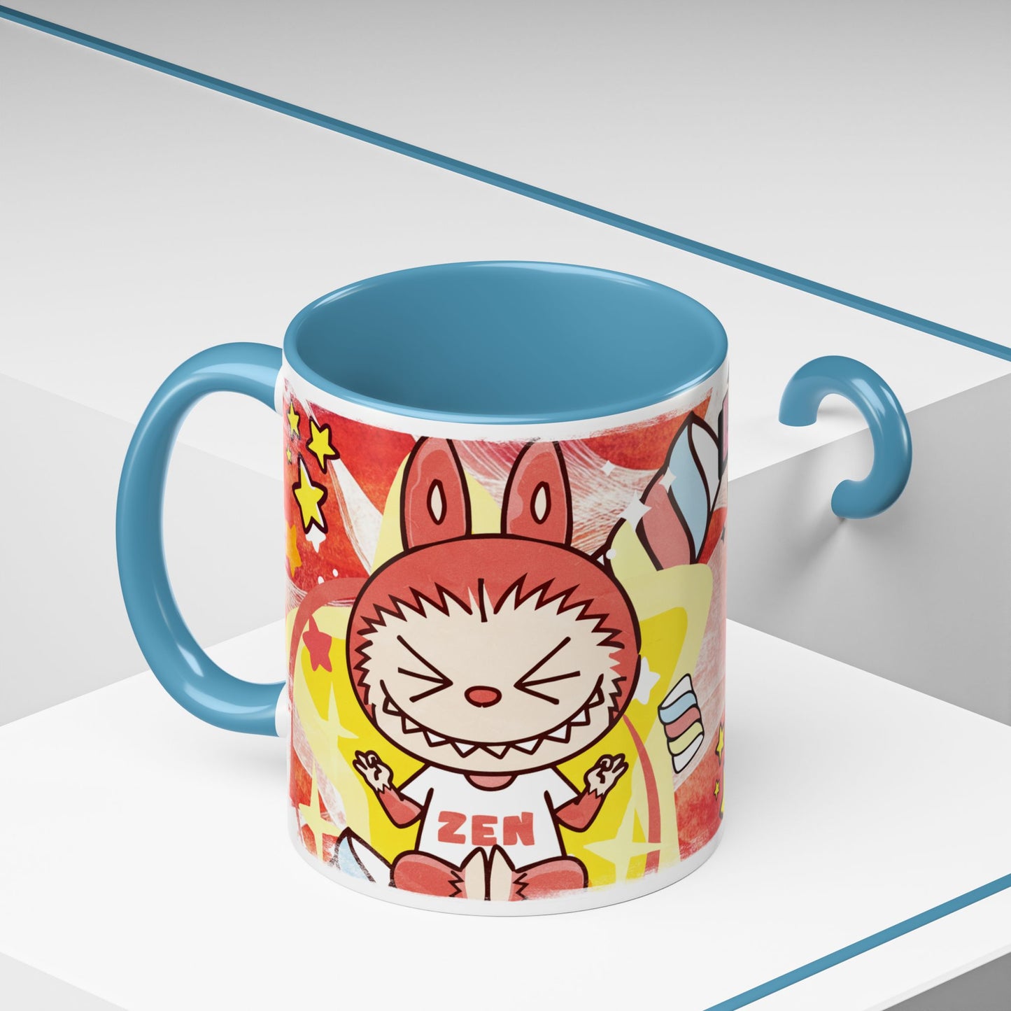 Mug Lazy Yoga Labubu Cartoon Accent Coffee Mug - Fun and Playful Design for Coffee Lovers