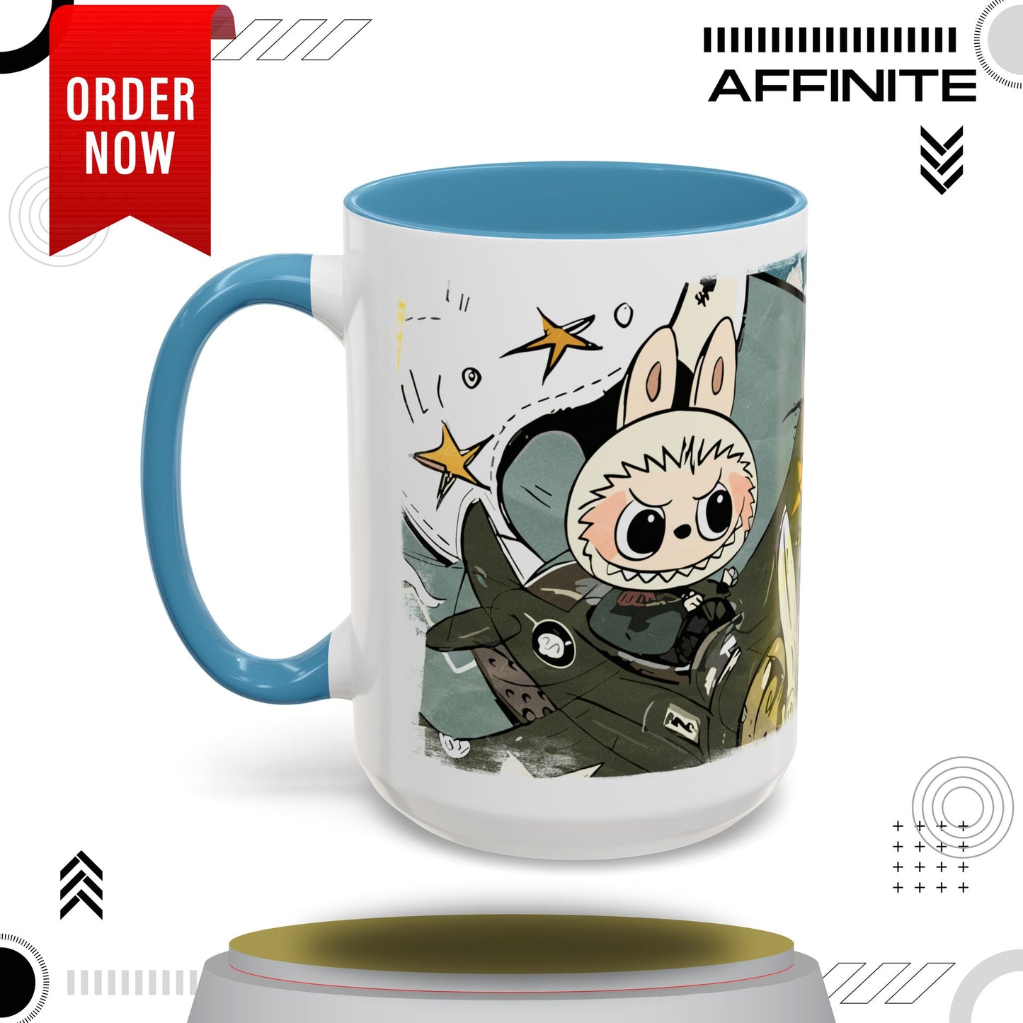 Mug Labubu Character Accent Coffee Mug - Cute and Colorful Design for Fans 15oz Light Blue