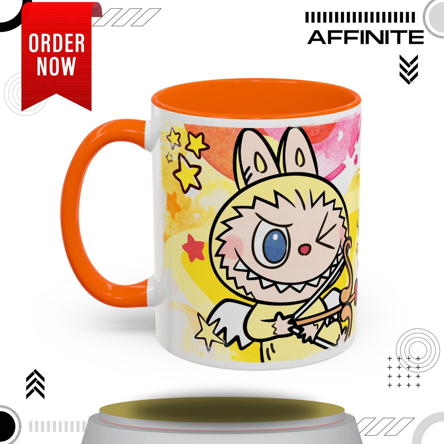 Mug Playful Lazy Yoga Labubu Coffee Mug - Fun Design for Relaxation Lovers 11oz Orange