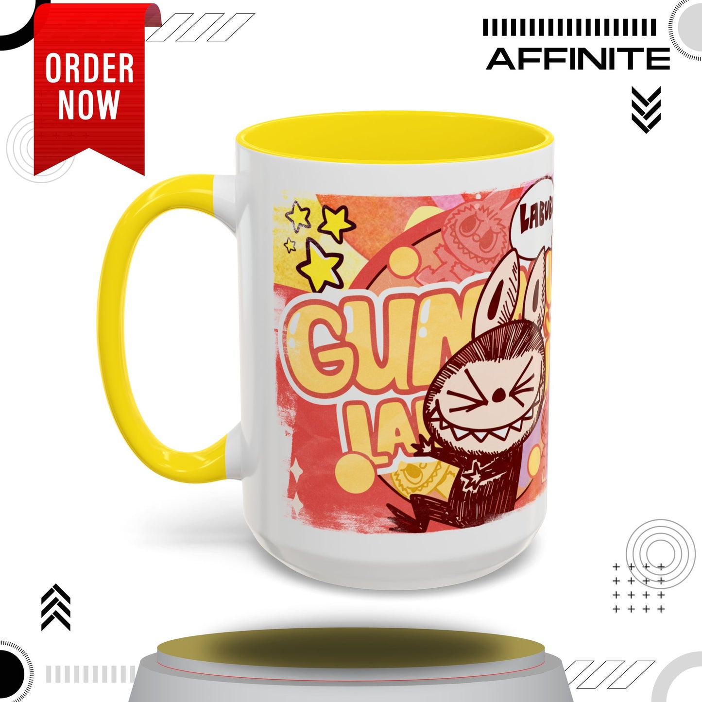 Mug Lazy Yoga Character Coffee Mug - Fun & Whimsical Art for Every Caffeine Lover 15oz Yellow