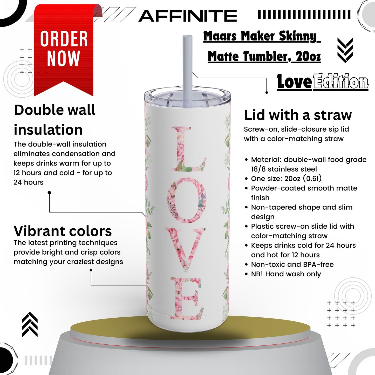 Tumblers Sleek & Stylish 20oz Skinny Matte Tumbler – Love Edition Dusty Blue 20oz Matte
