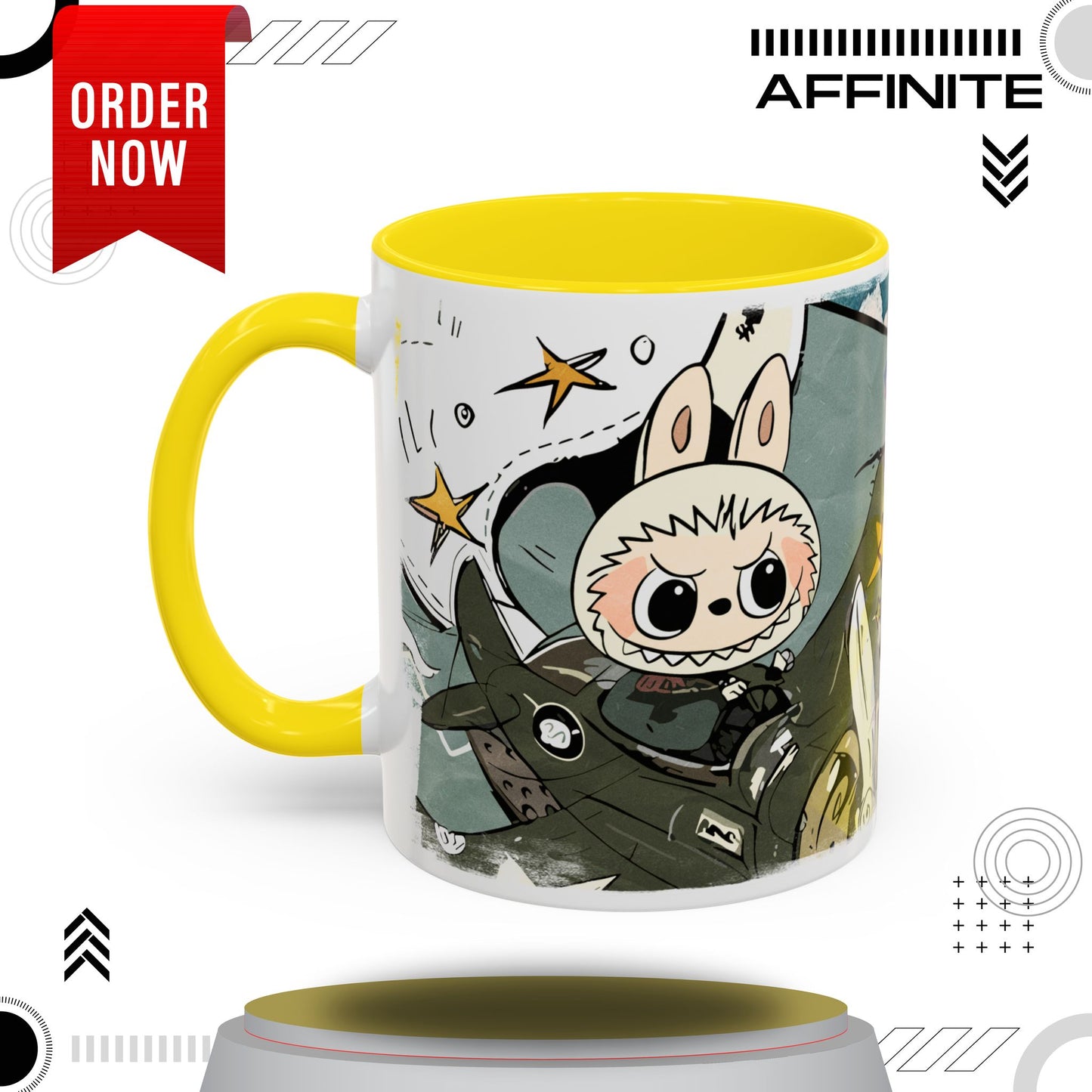 Mug Labubu Character Accent Coffee Mug - Cute and Colorful Design for Fans 11oz Yellow