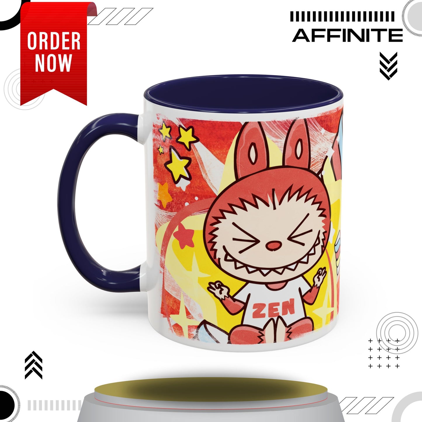Mug Lazy Yoga Labubu Cartoon Accent Coffee Mug - Fun and Playful Design for Coffee Lovers