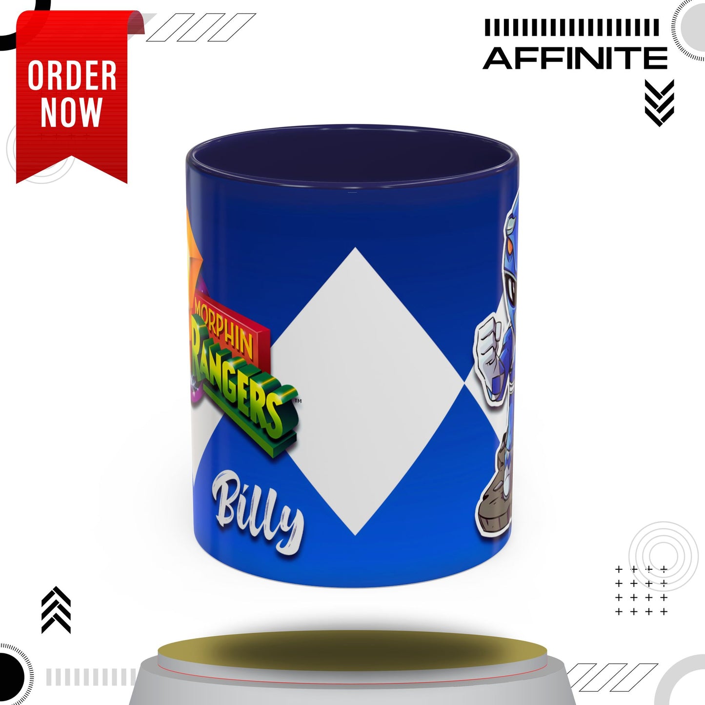 Mug Mighty Morphin Power Rangers Blue Ranger Ceramic Mug - 11oz & 15oz Coffee Mug - Accent Mug for Pop Culture Fans