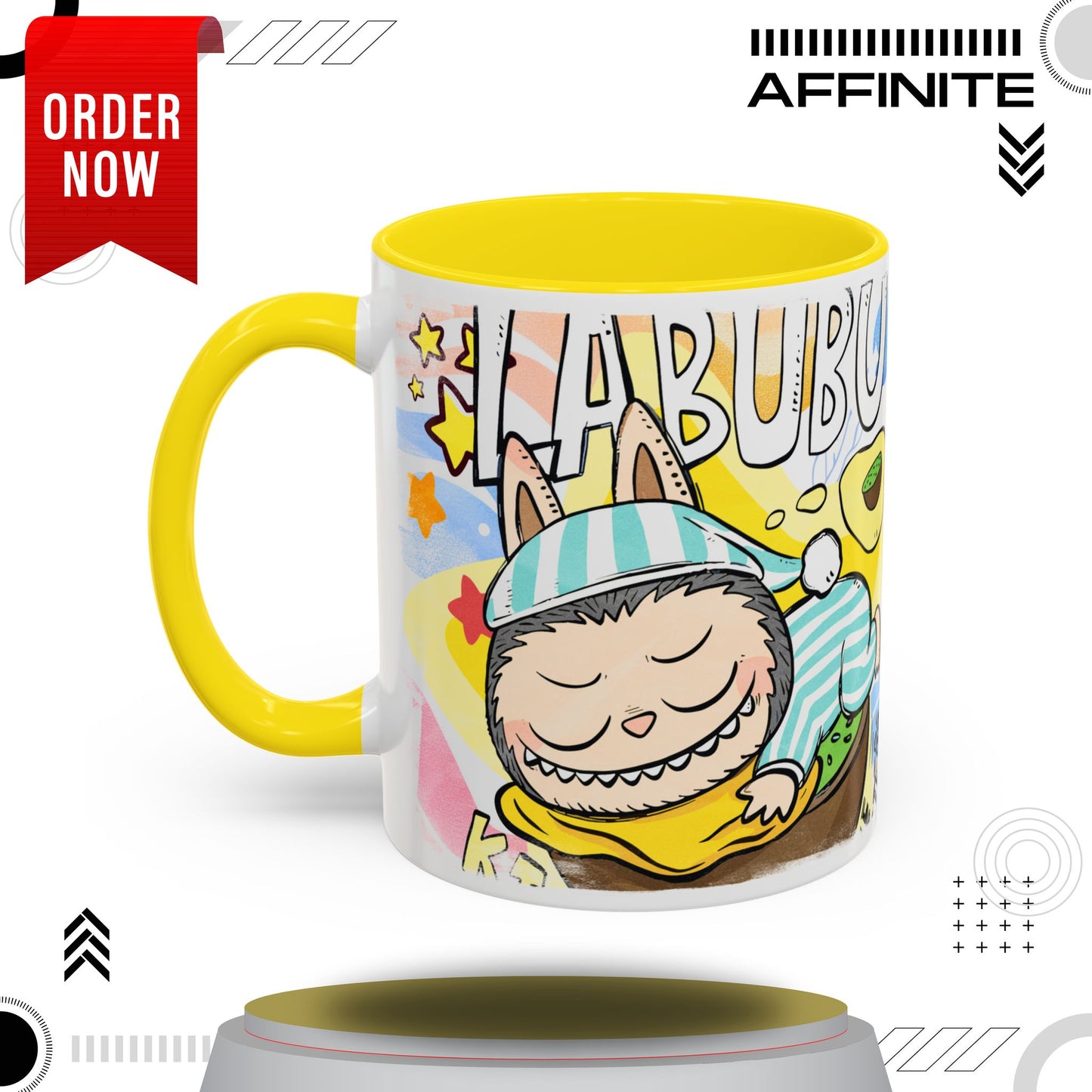 Mug Labubu Lazy Yoga Accent Coffee Mug - Fun & Whimsical Design for Relaxation Lovers 11oz Yellow